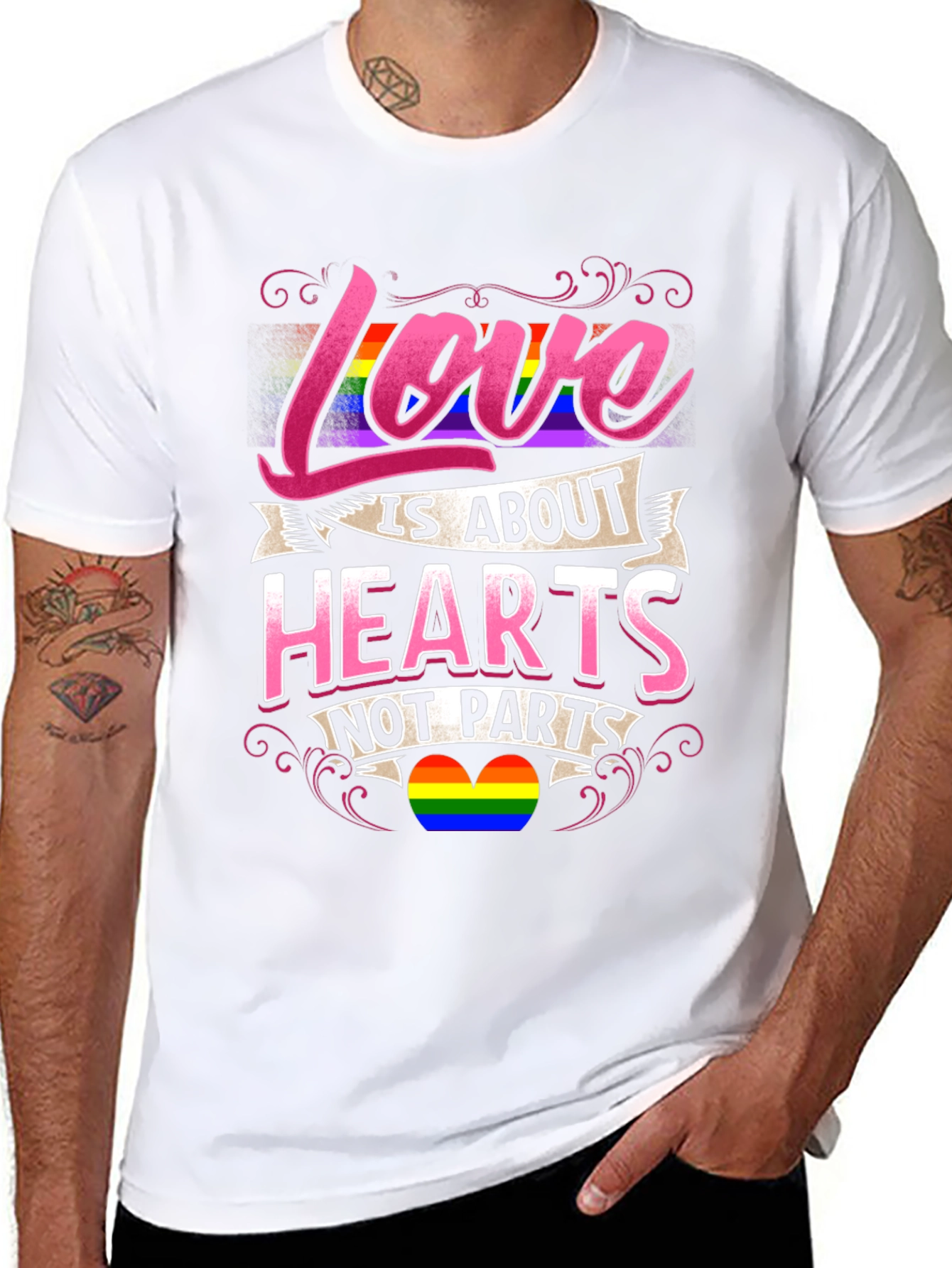 Love is About Hearts Not Parts LGBTQ+ Pride T-Shirt