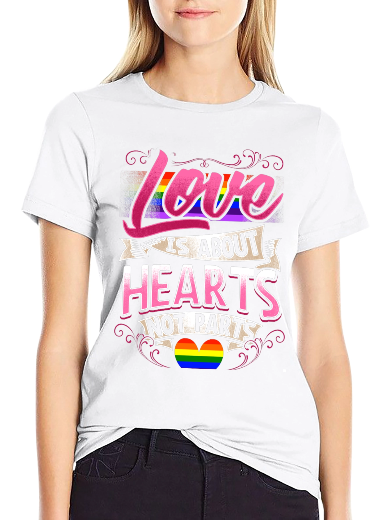 Love is About Hearts Not Parts LGBTQ+ Pride T-Shirt