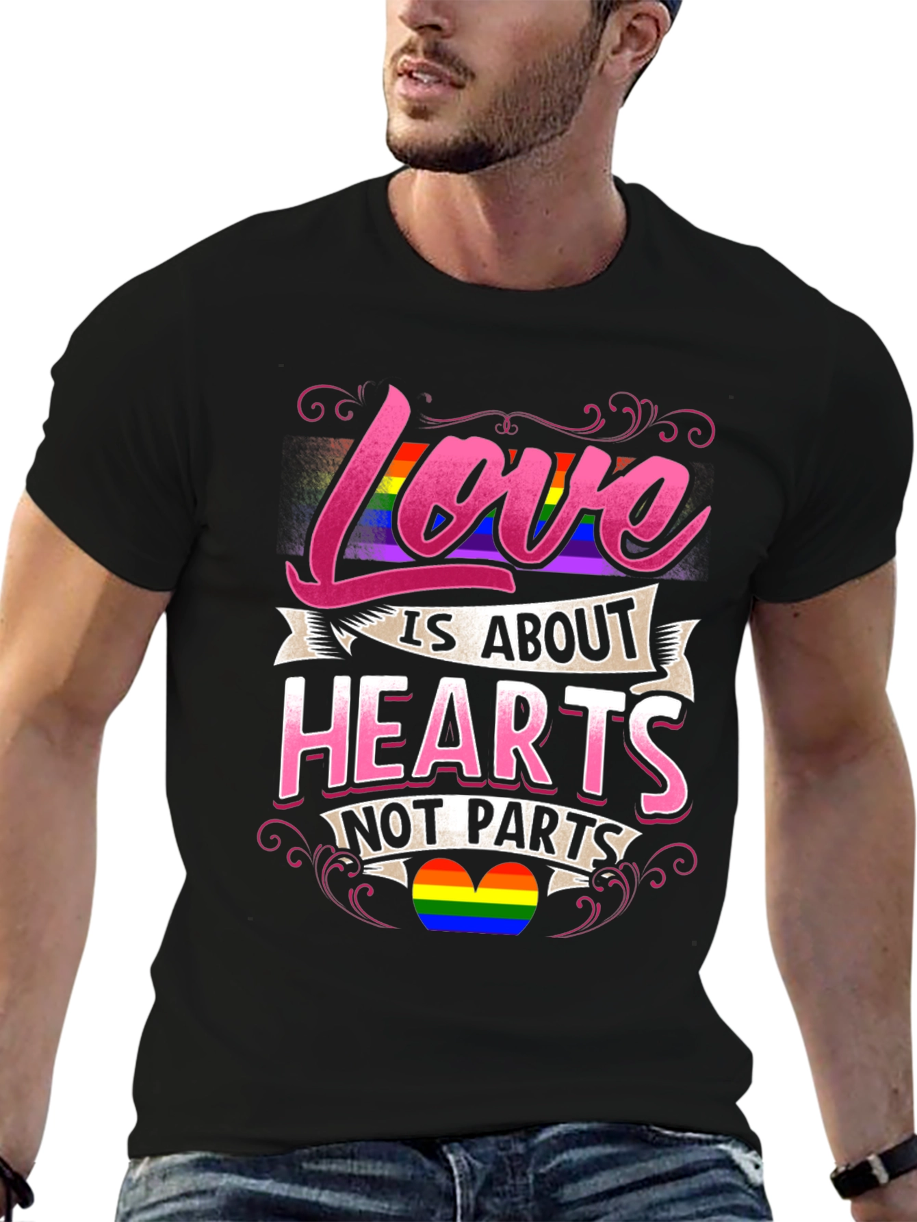 Love is About Hearts Not Parts LGBTQ+ Pride T-Shirt