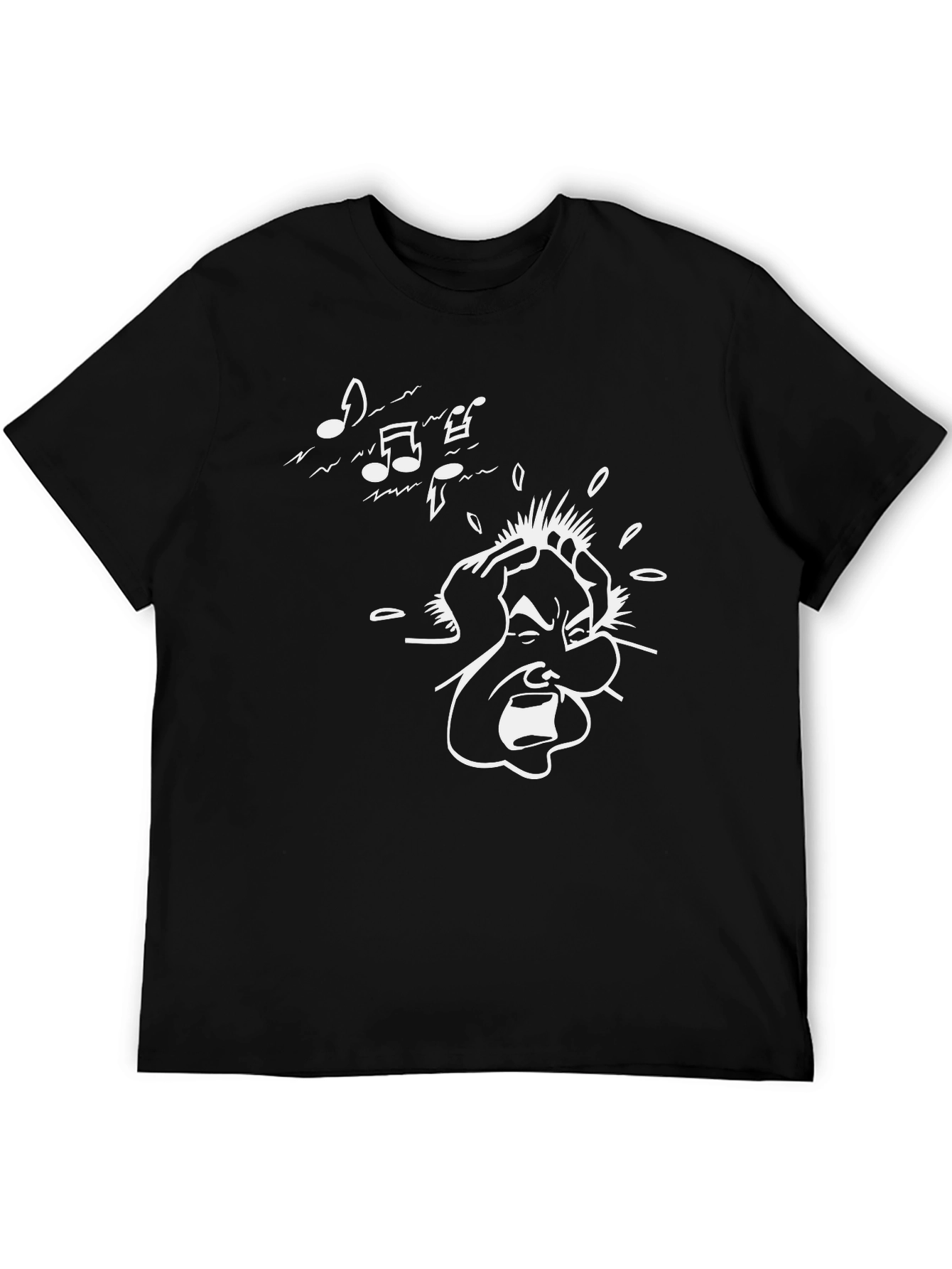 Music Headache Graphic Tee - Black Cotton T-Shirt