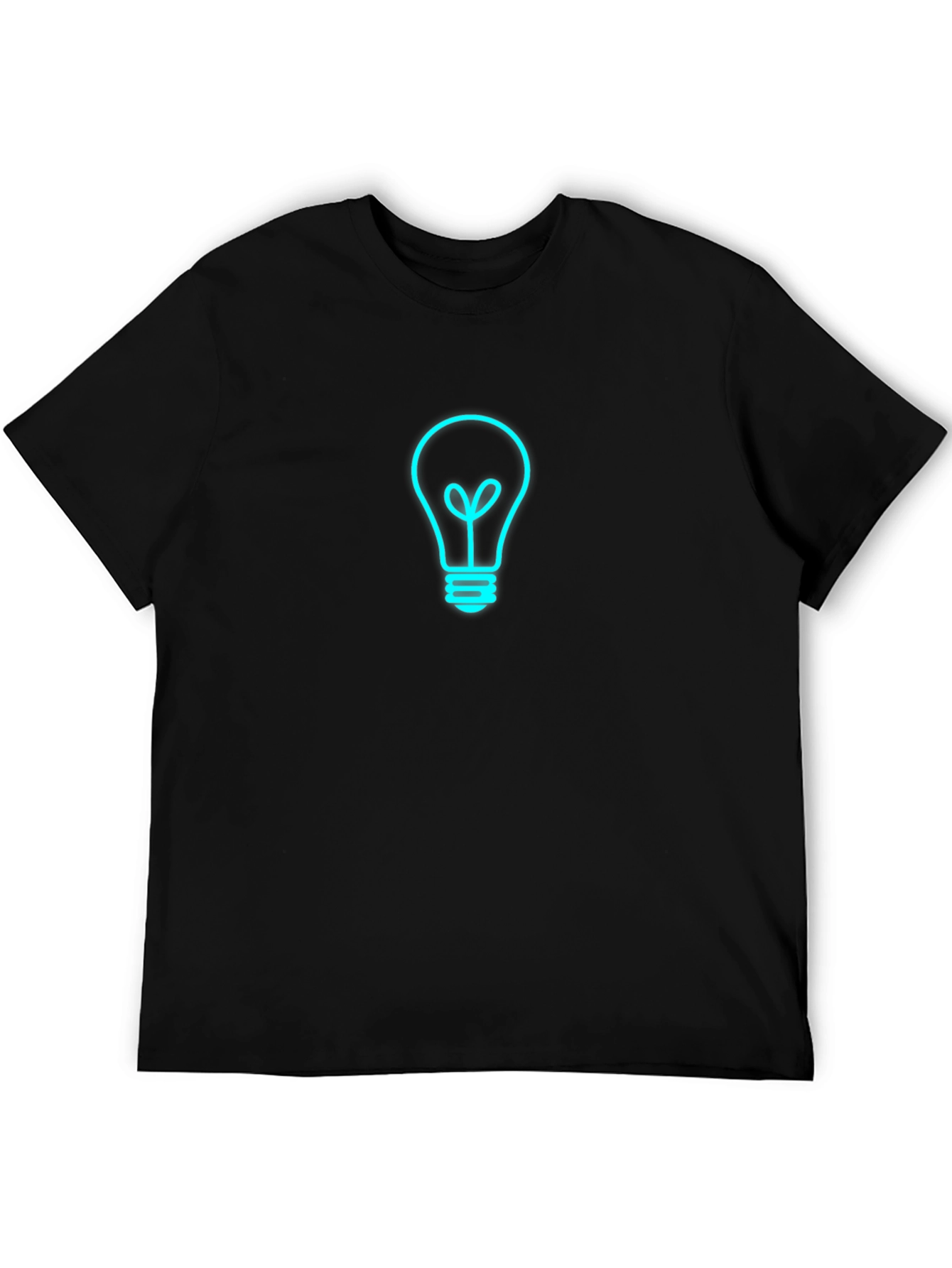 Mens Black T-Shirt with Light Bulb Graphic