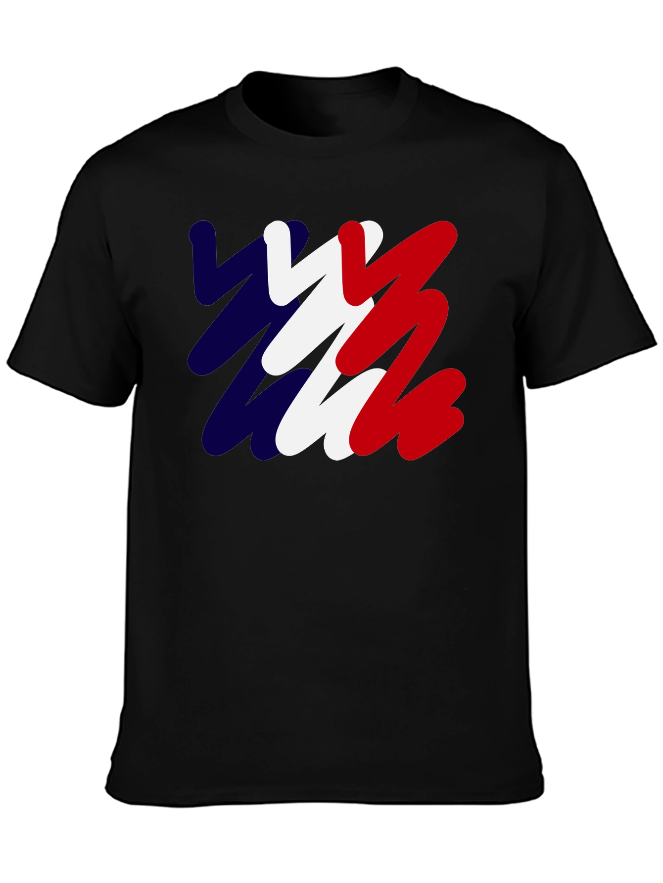 Abstract France Flag Mens Black T-Shirt