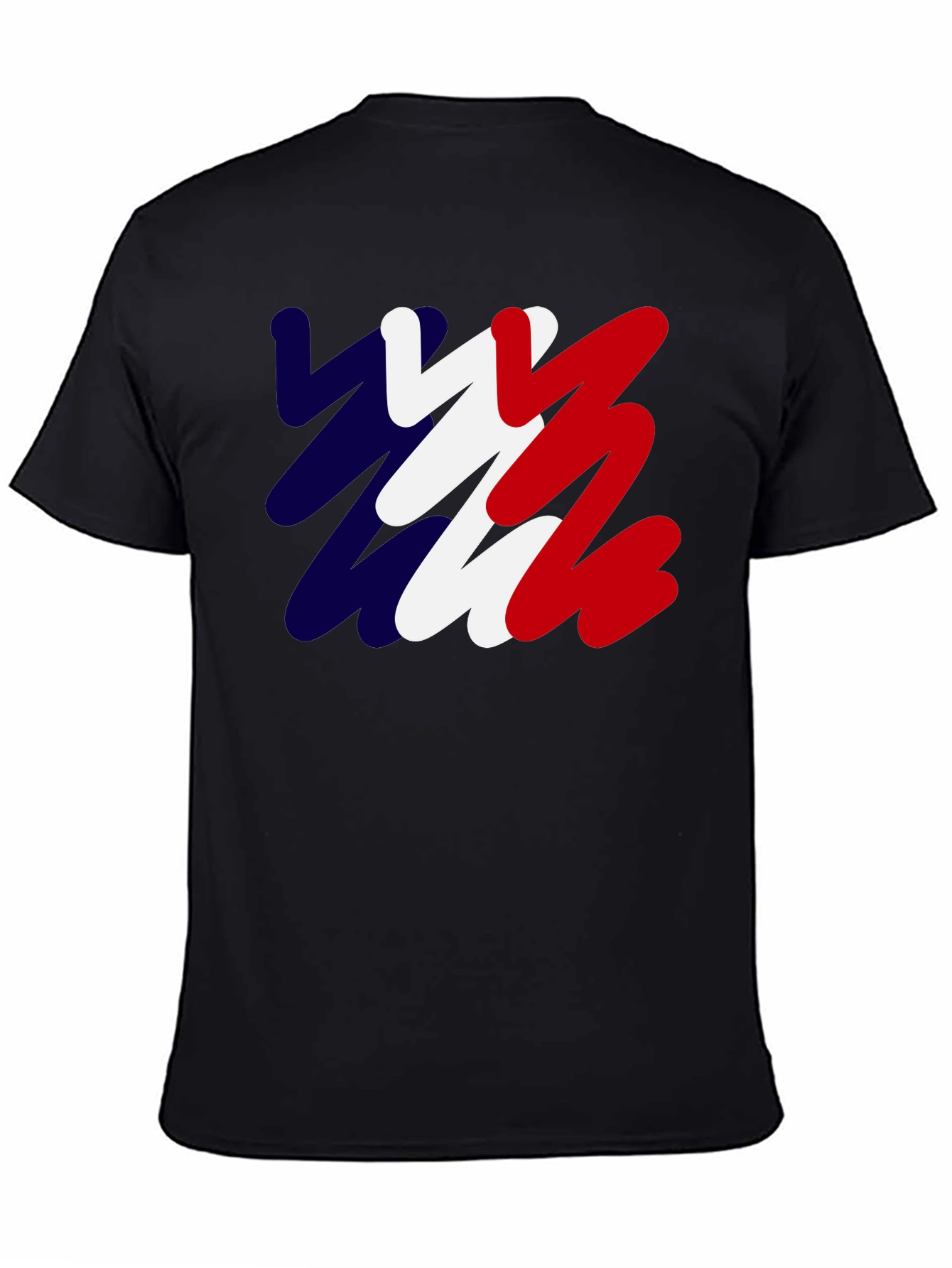 Abstract France Flag Mens Black T-Shirt