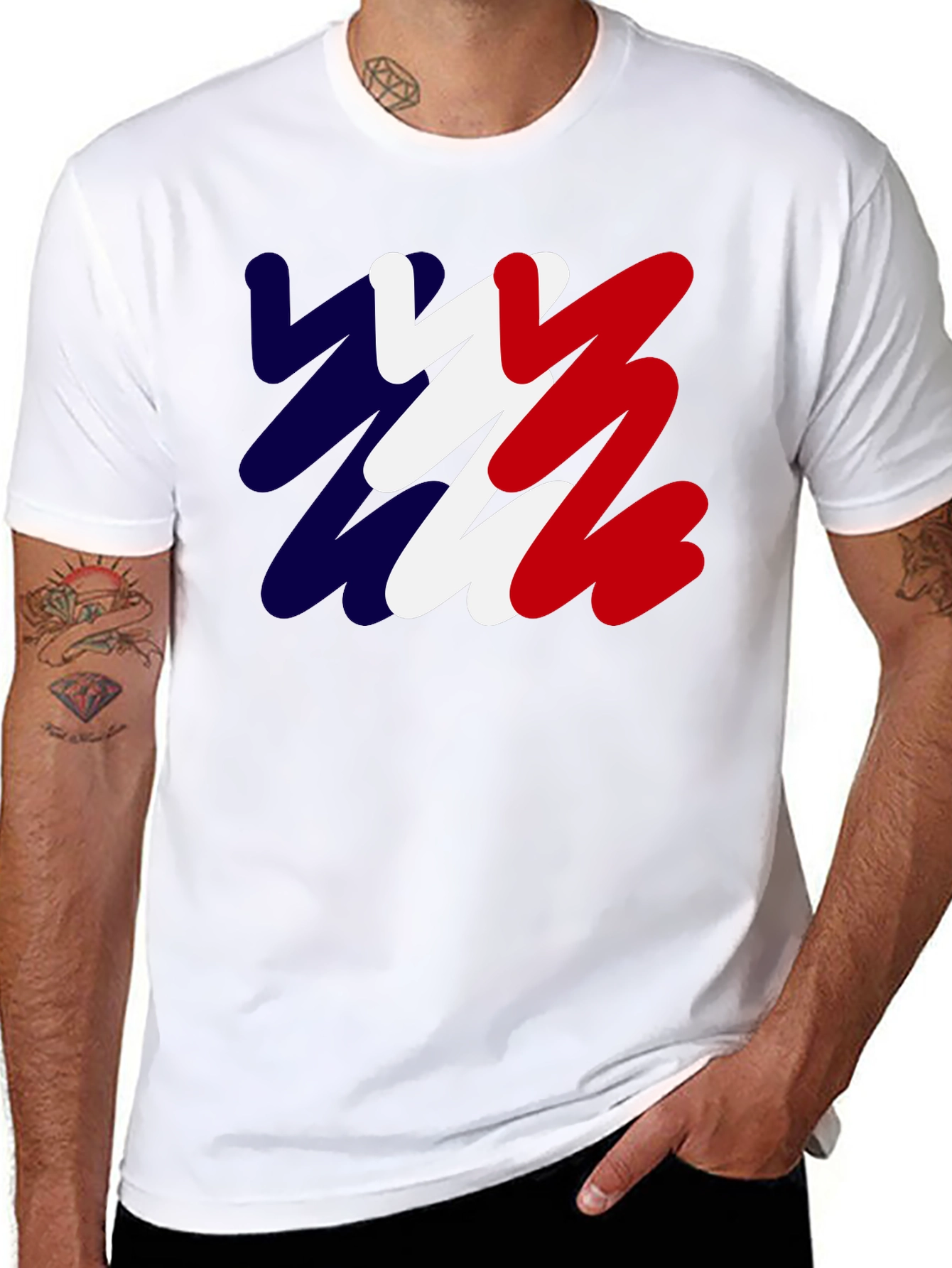 Abstract France Flag Mens Black T-Shirt
