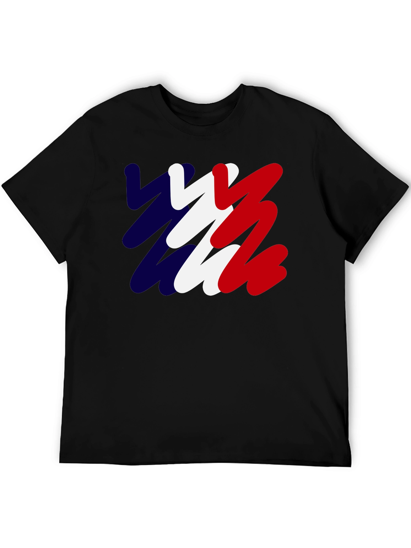 Abstract France Flag Mens Black T-Shirt