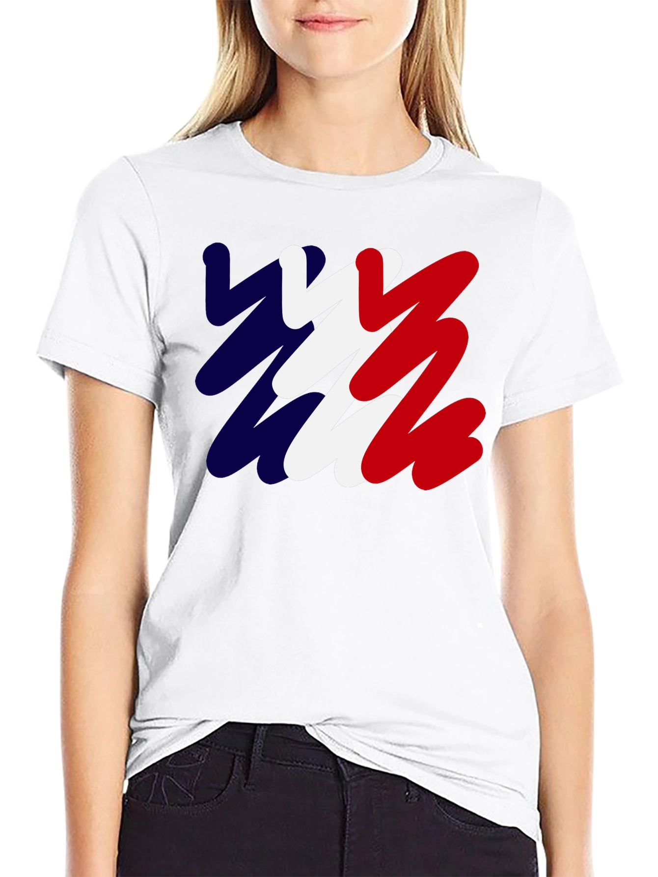 Abstract France Flag Mens Black T-Shirt