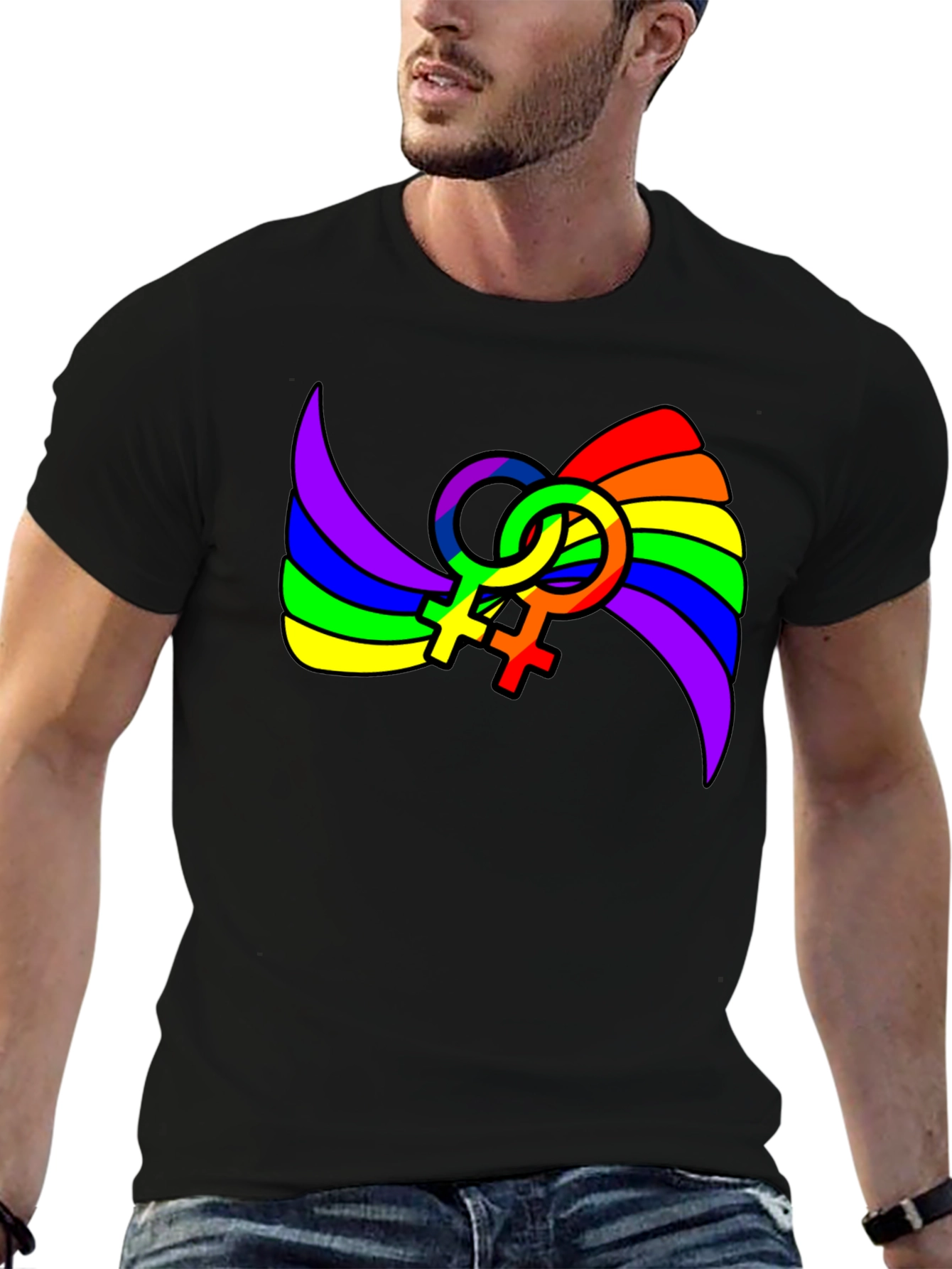 LGBT Pride T-Shirt: Rainbow Venus Symbol Tee
