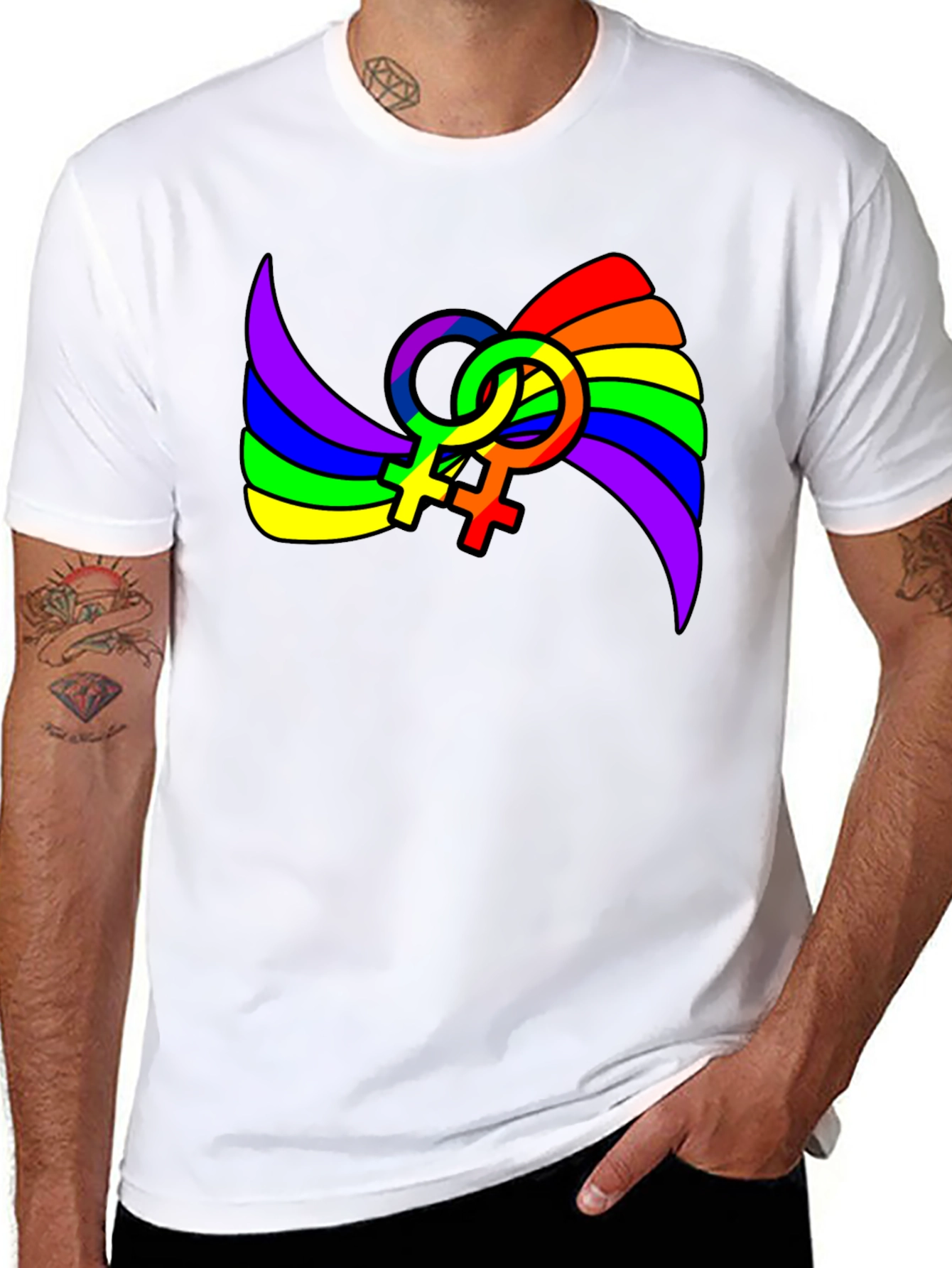 LGBT Pride T-Shirt: Rainbow Venus Symbol Tee