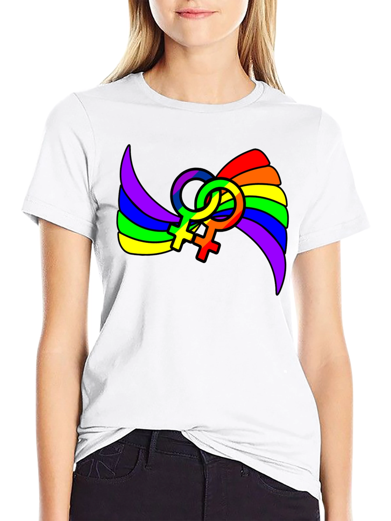 LGBT Pride T-Shirt: Rainbow Venus Symbol Tee