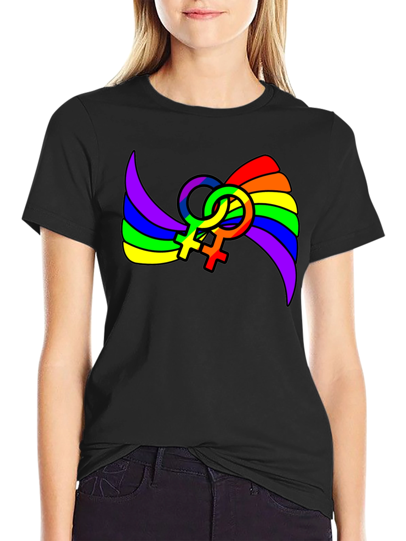 LGBT Pride T-Shirt: Rainbow Venus Symbol Tee