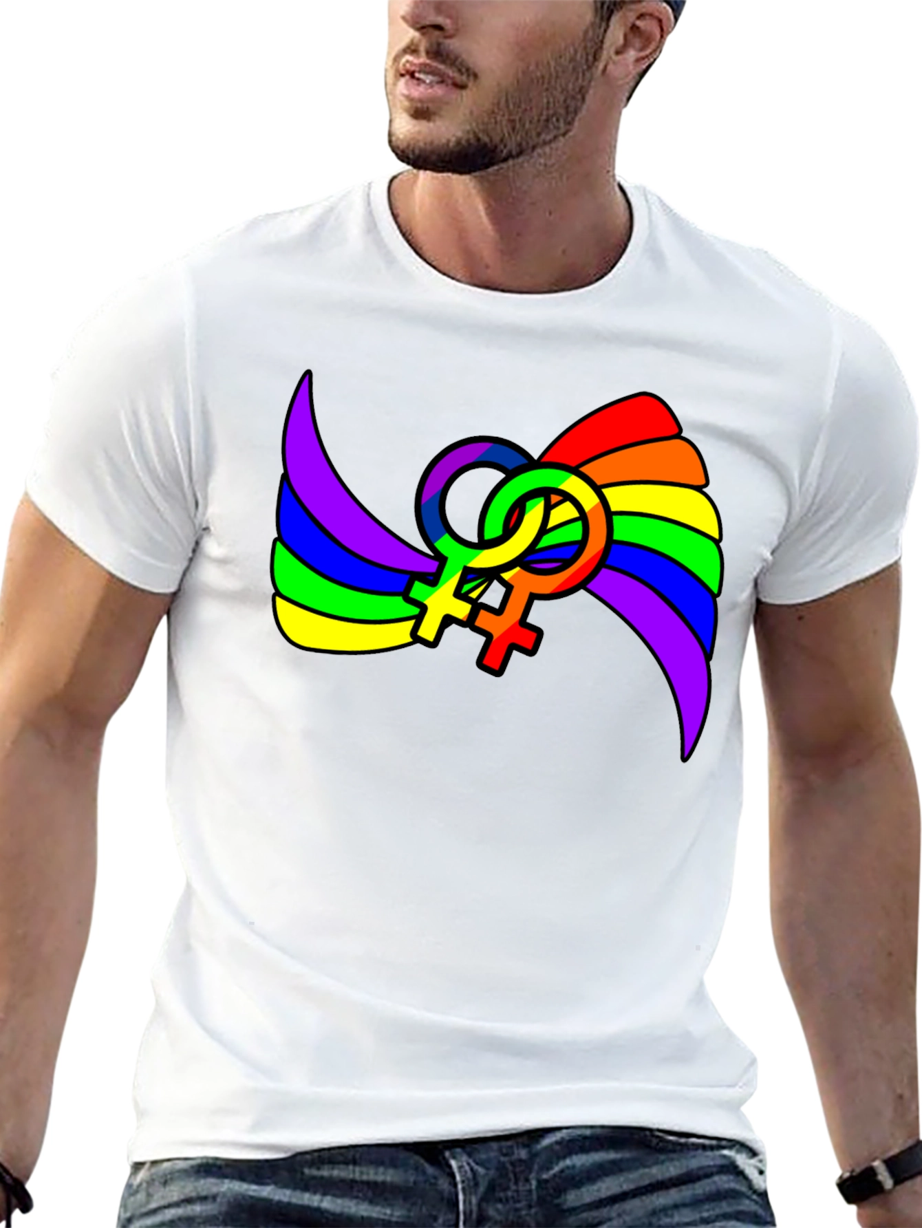 LGBT Pride T-Shirt: Rainbow Venus Symbol Tee