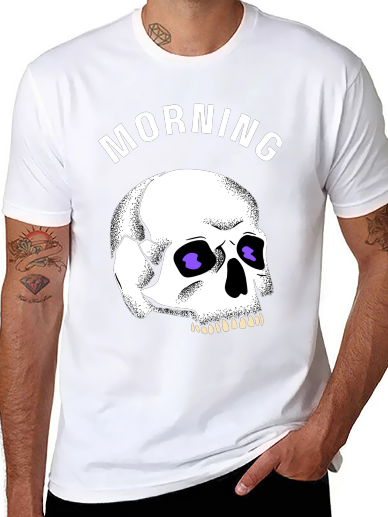 Morning Skull Graphic Tee - Black Cotton T-Shirt