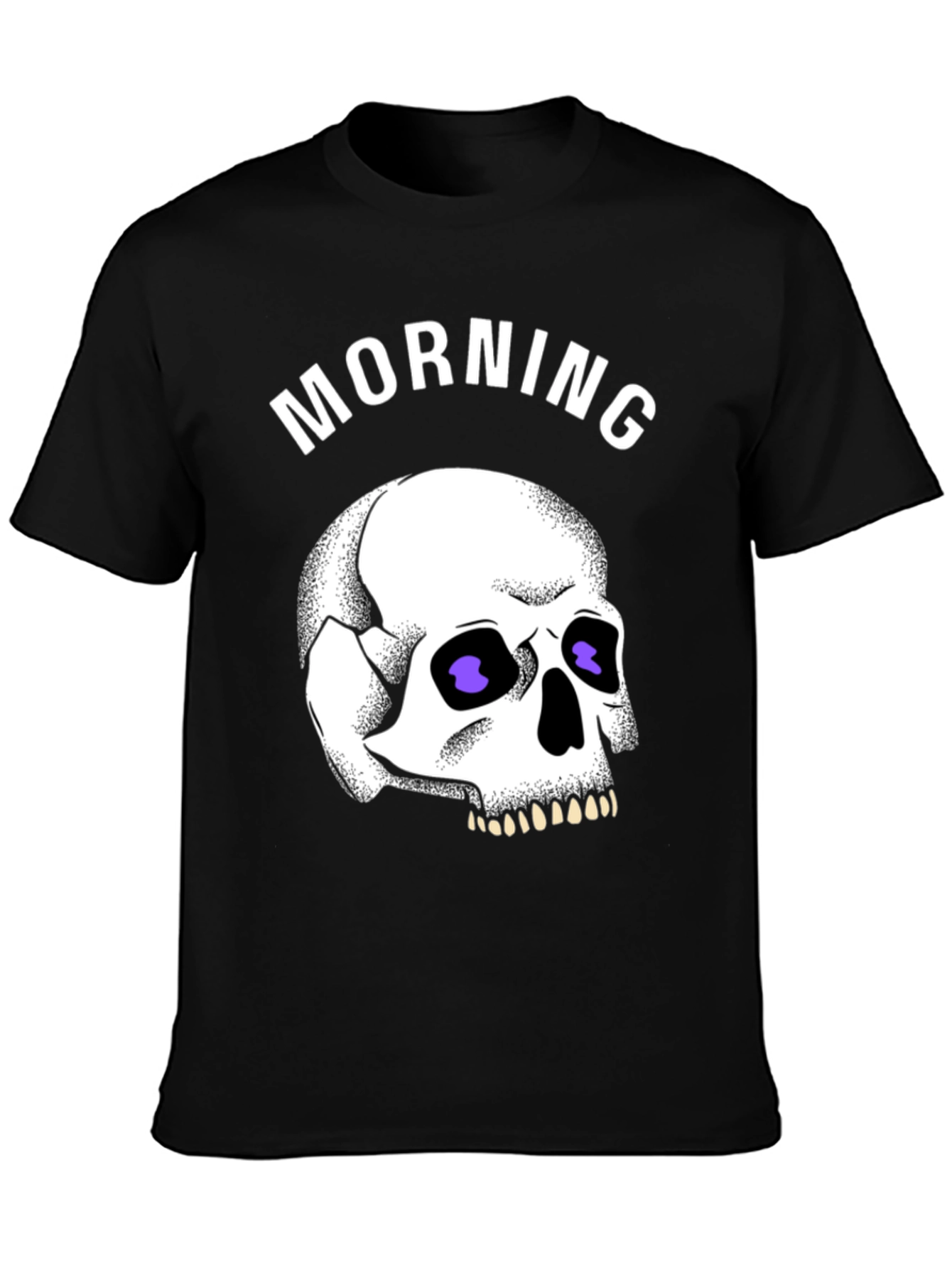 Morning Skull Graphic Tee - Black Cotton T-Shirt