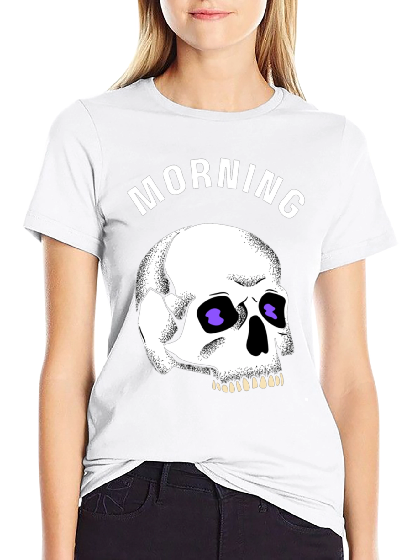 Morning Skull Graphic Tee - Black Cotton T-Shirt