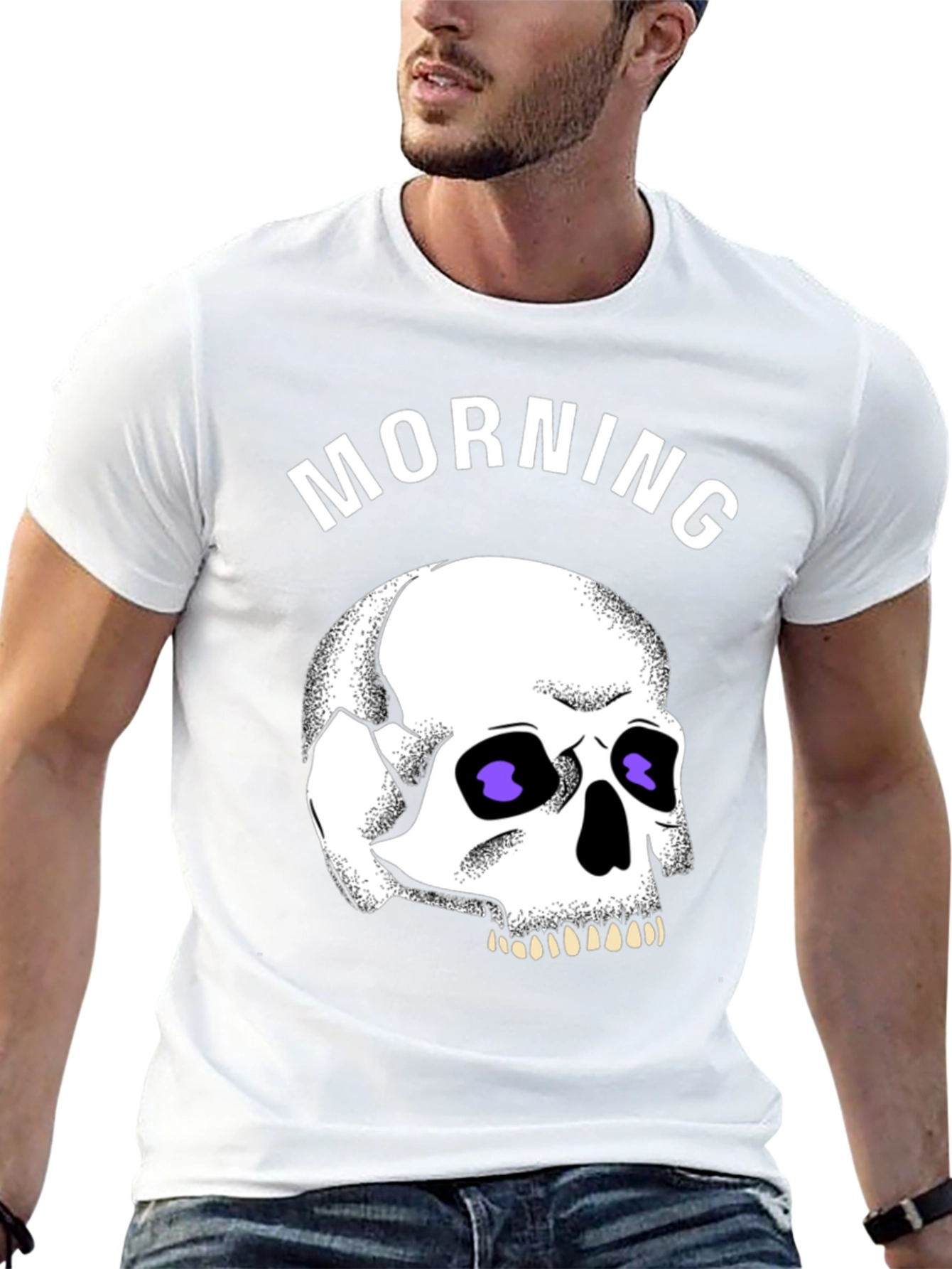 Morning Skull Graphic Tee - Black Cotton T-Shirt