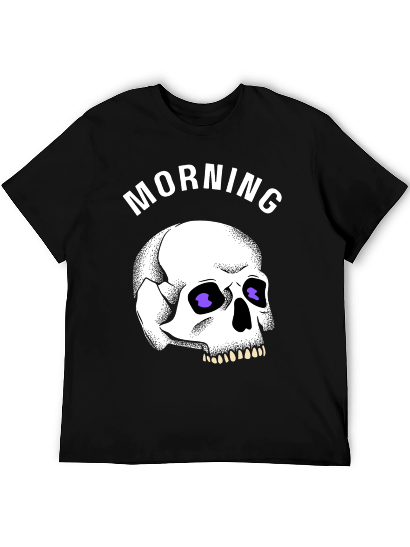 Morning Skull Graphic Tee - Black Cotton T-Shirt