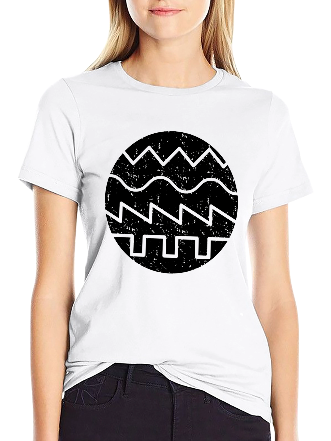 Modern Graphic Tee - Black Round Print Shirt