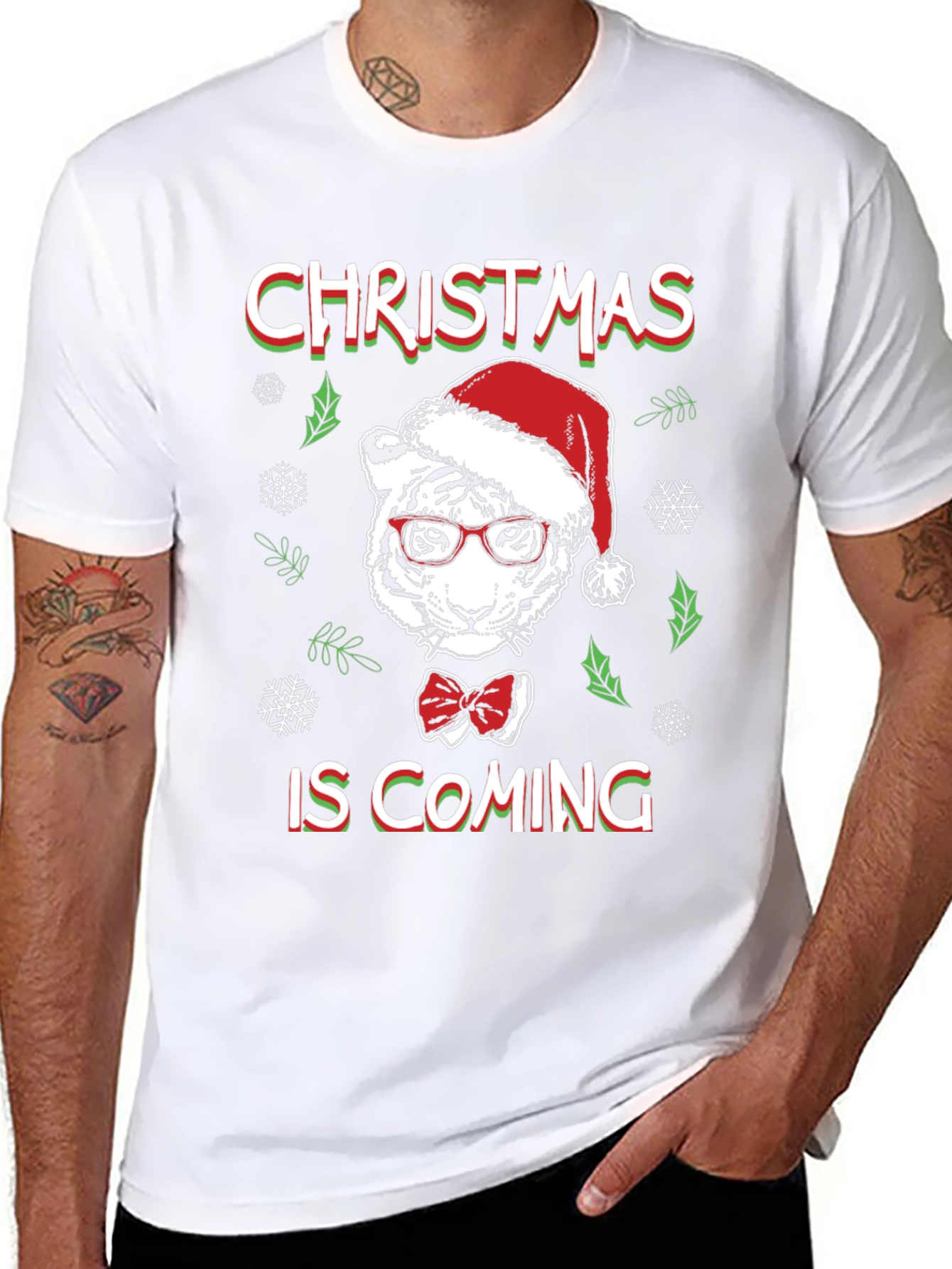 Christmas Tiger T-Shirt - Holiday Style