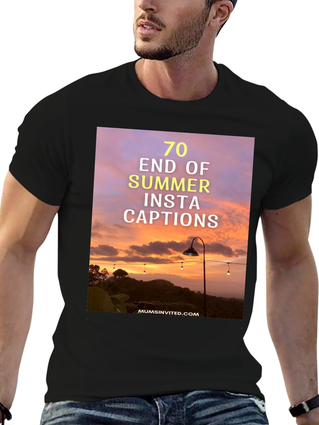 Summer Insta Captions Graphic Tee - Black Casual Shirt