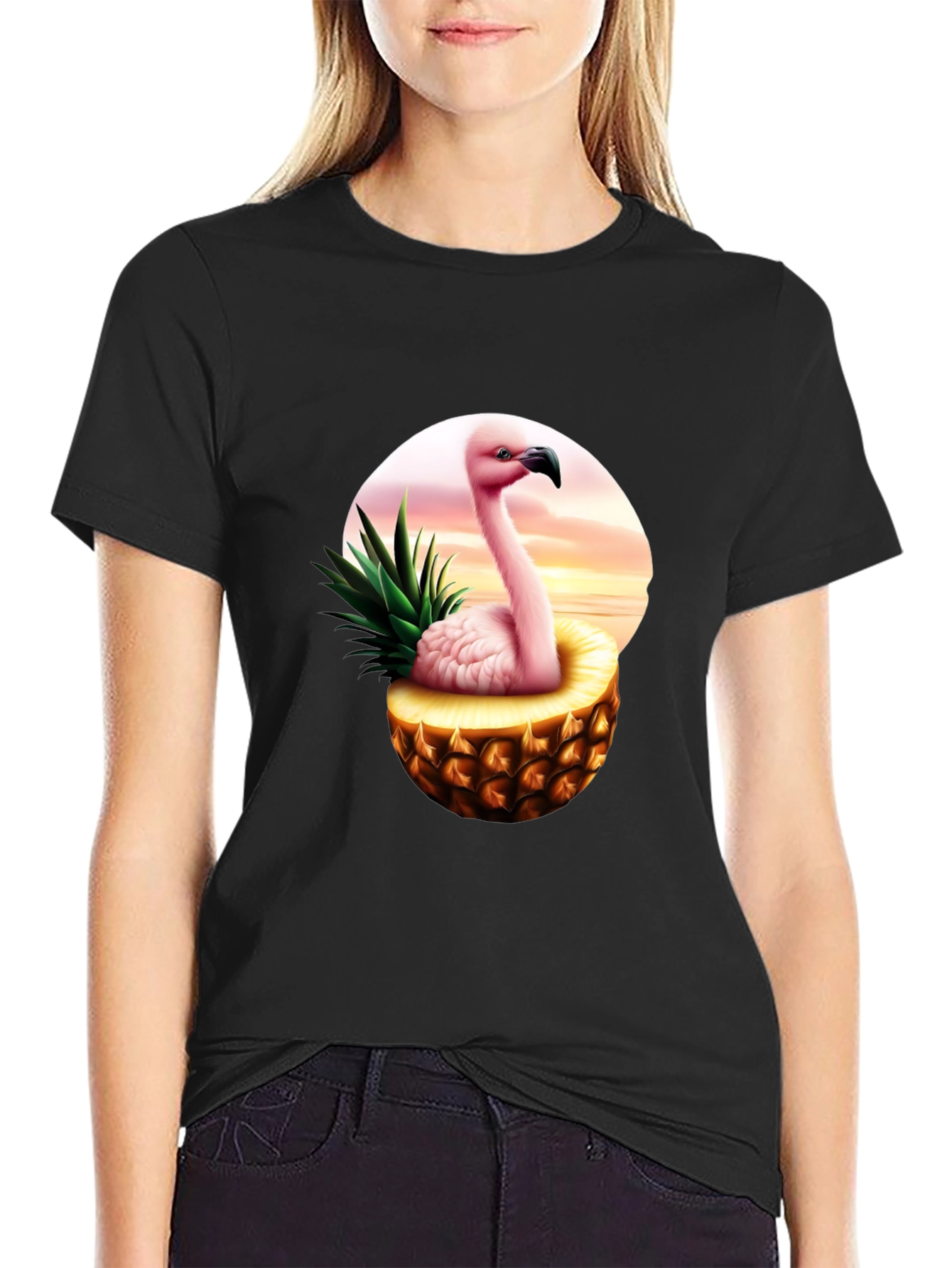 Flamingo Pineapple Graphic Tee - Tropical Summer Shirt