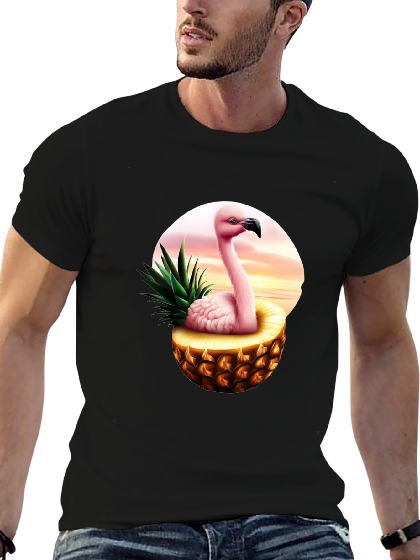 Flamingo Pineapple Graphic Tee - Tropical Summer Shirt