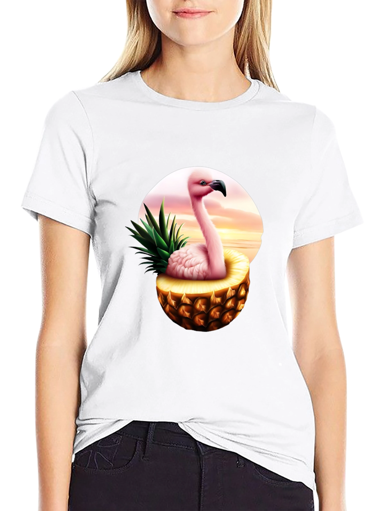 Flamingo Pineapple Graphic Tee - Tropical Summer Shirt