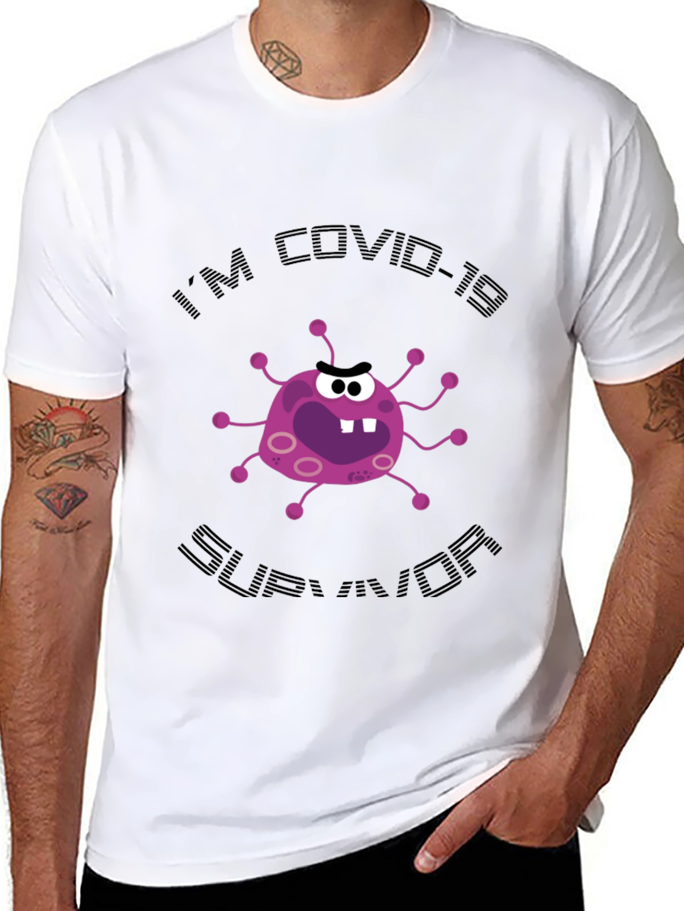 COVID-19 Survivor Cartoon Graphic T-Shirt