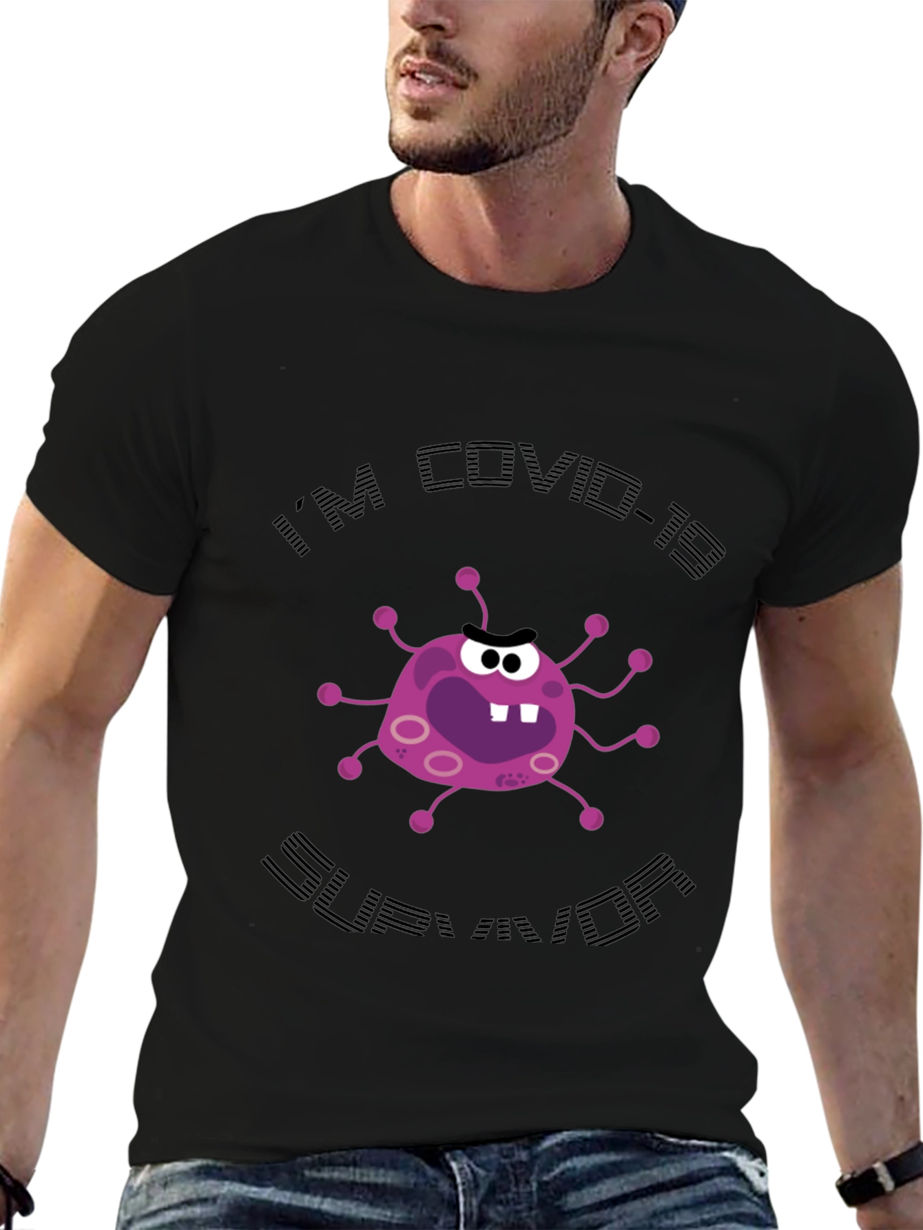 COVID-19 Survivor Cartoon Graphic T-Shirt