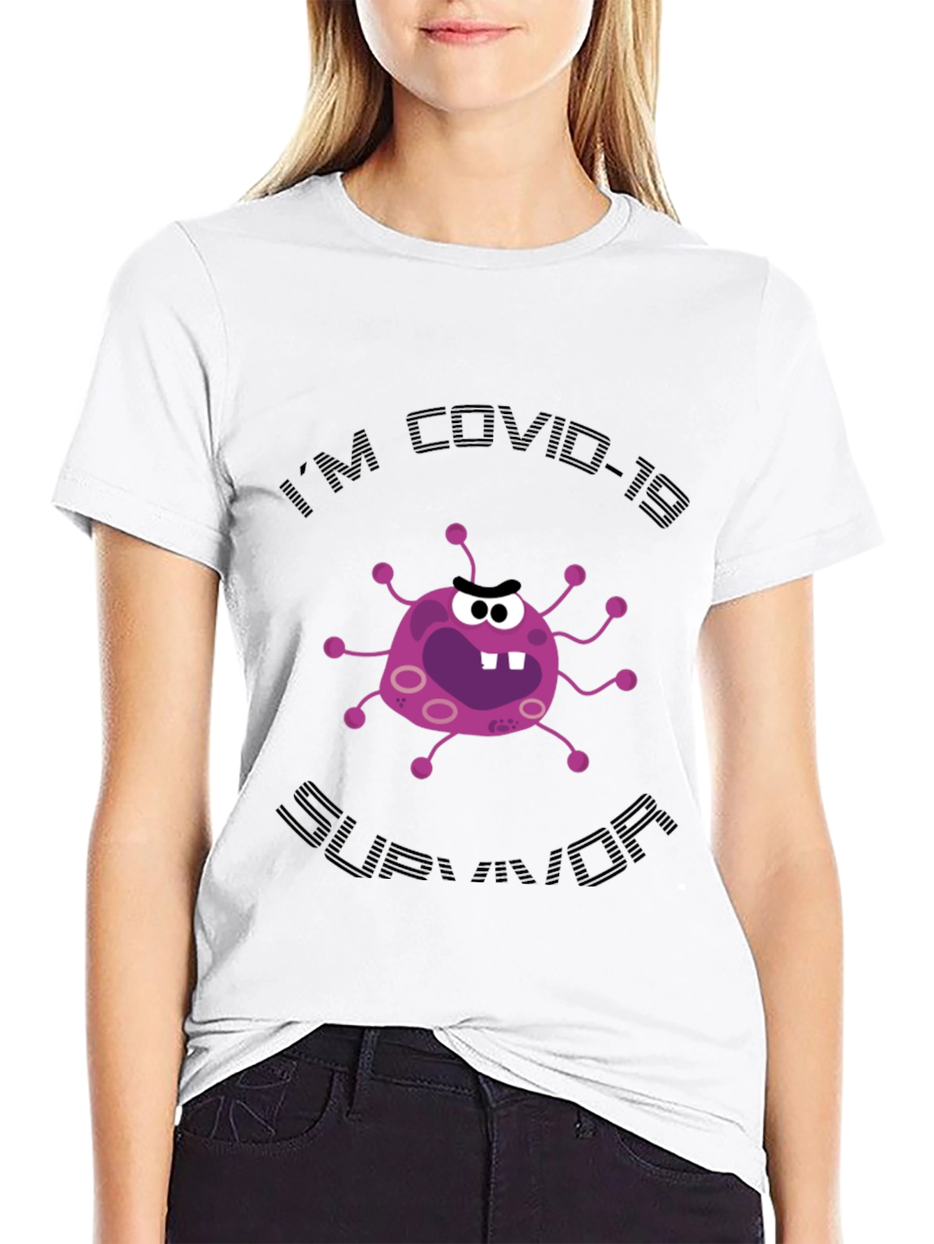 COVID-19 Survivor Cartoon Graphic T-Shirt