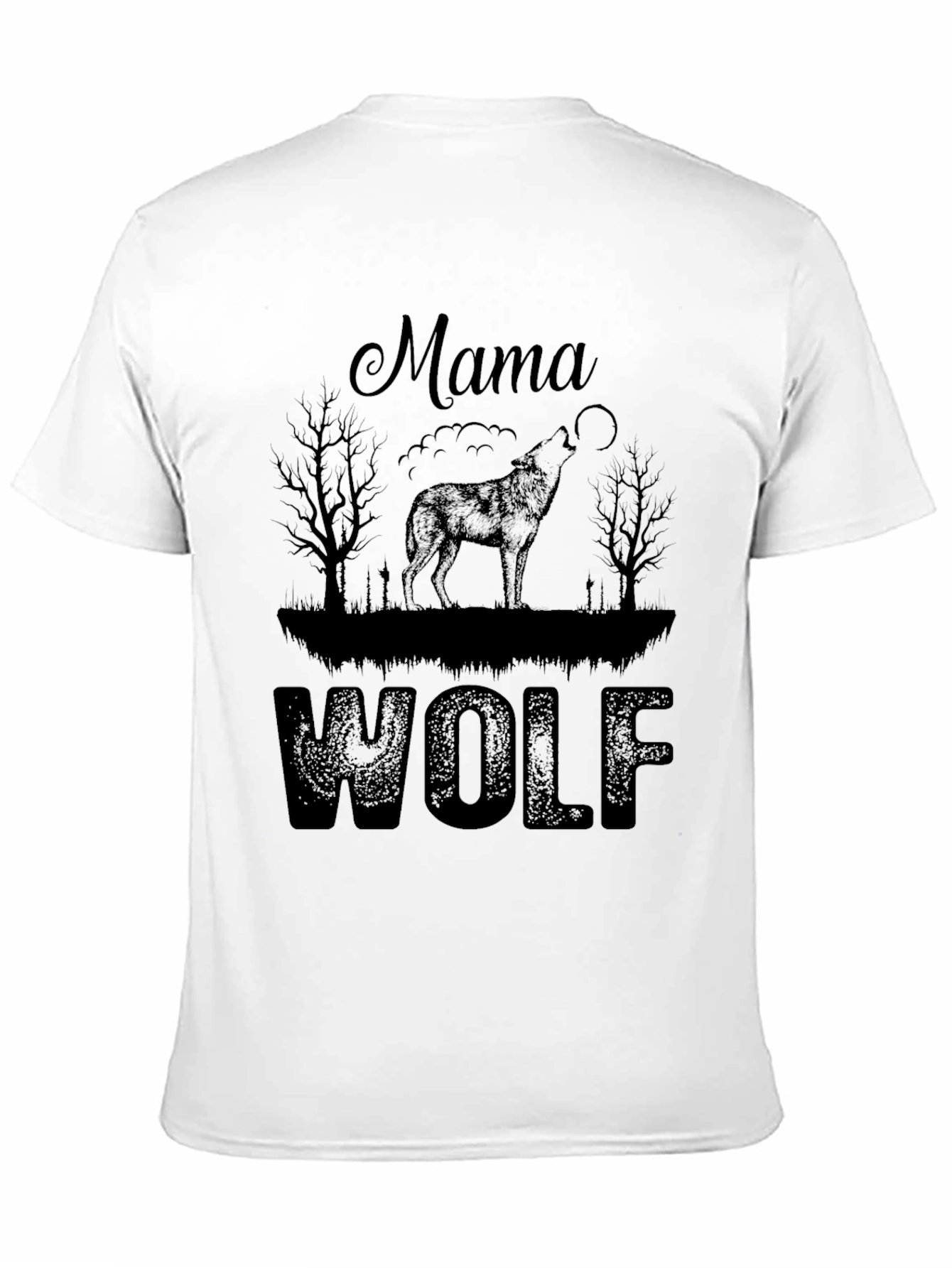 Mama Wolf Graphic Tee - Black Crew Neck