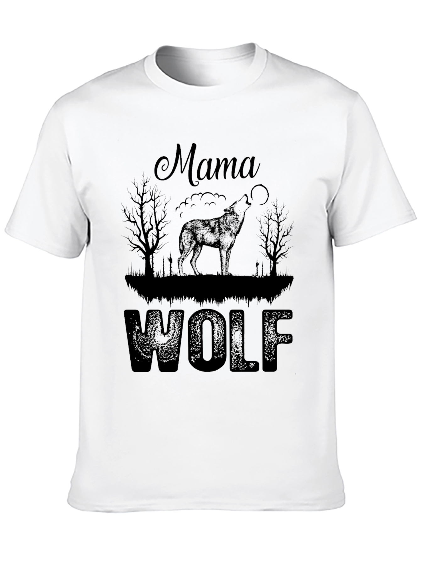 Mama Wolf Graphic Tee - Black Crew Neck