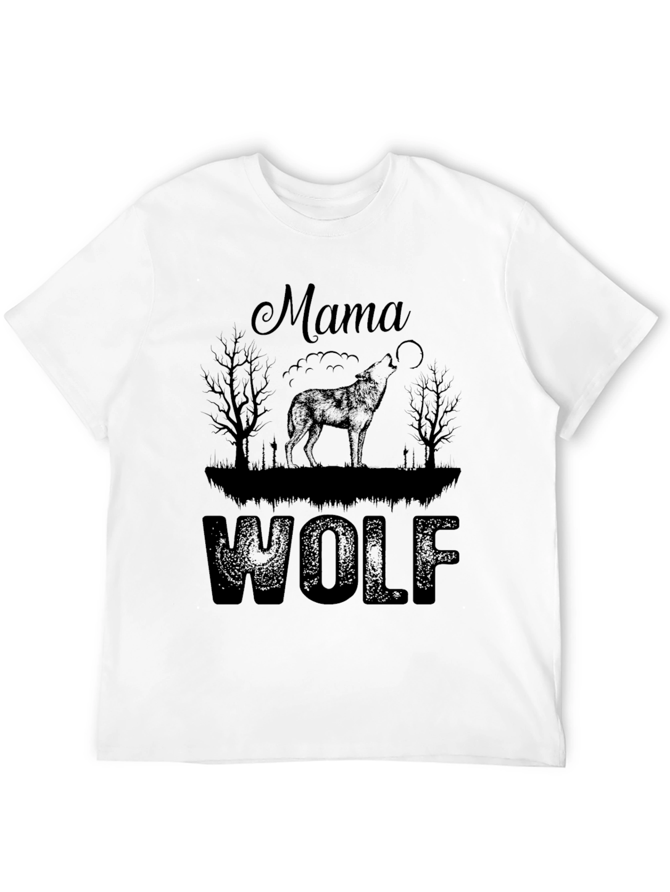 Mama Wolf Graphic Tee - Black Crew Neck