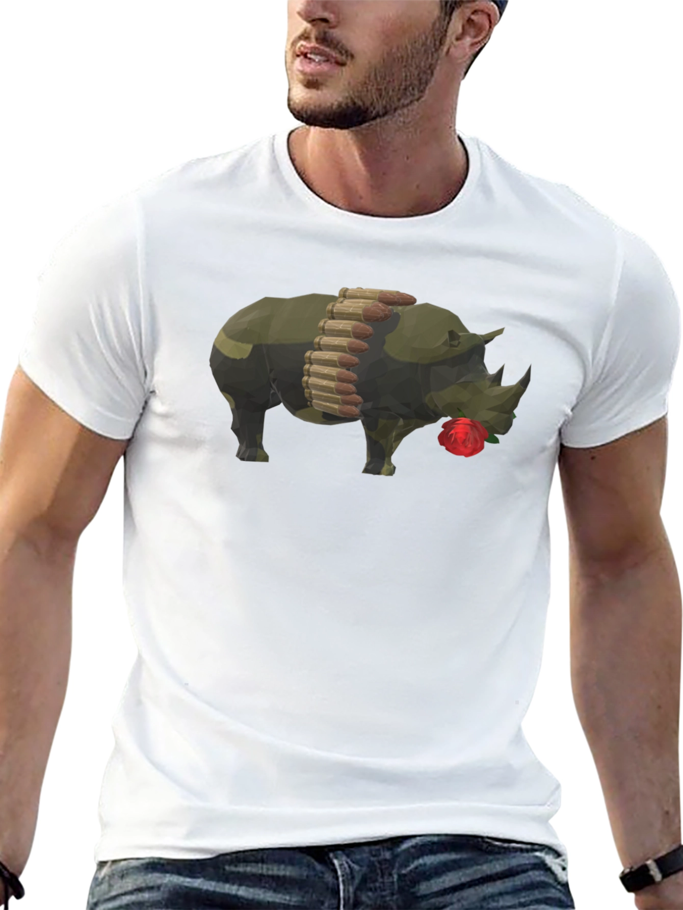 Rhino Rose Graphic Tee - Unique Mens T-Shirt