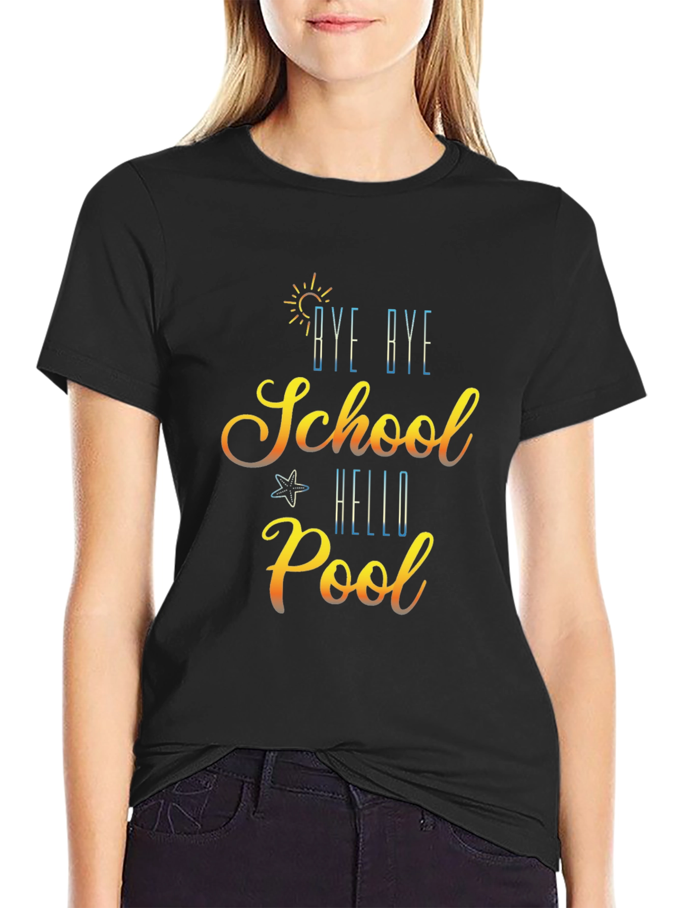 Bye Bye School Hello Pool Graphic T-Shirt