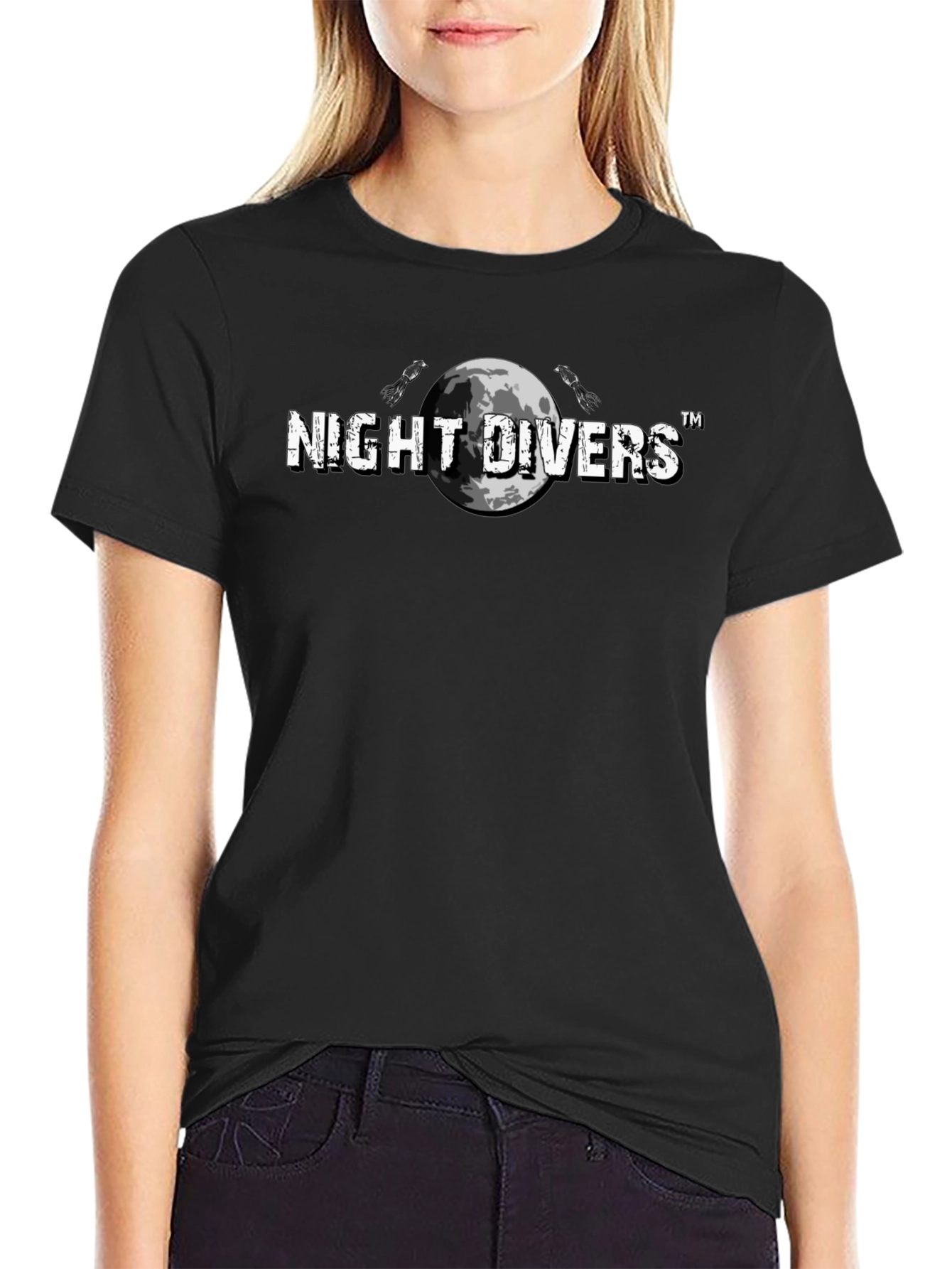 Night Divers Graphic Tee - Moon & Scuba Design