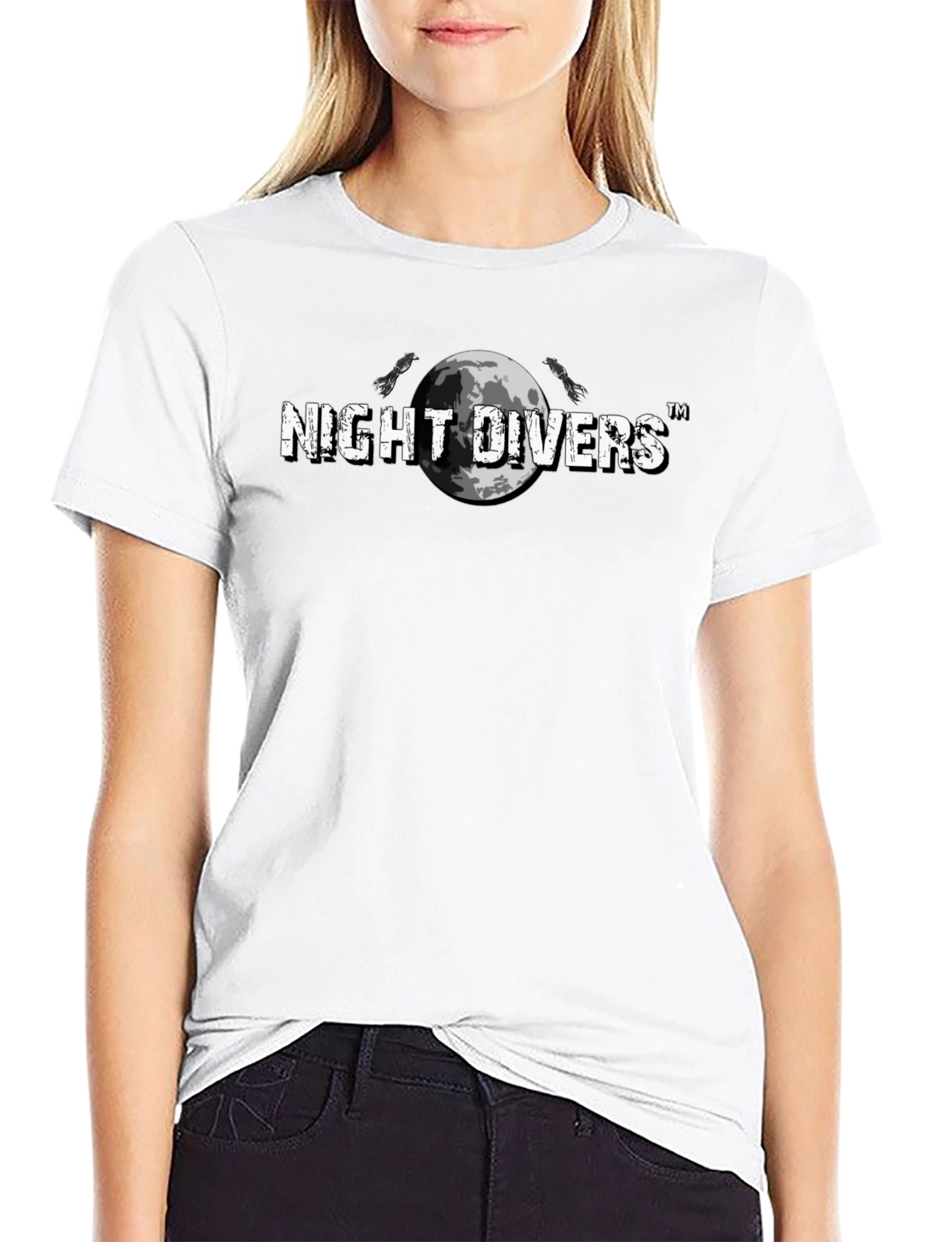 Night Divers Graphic Tee - Moon & Scuba Design