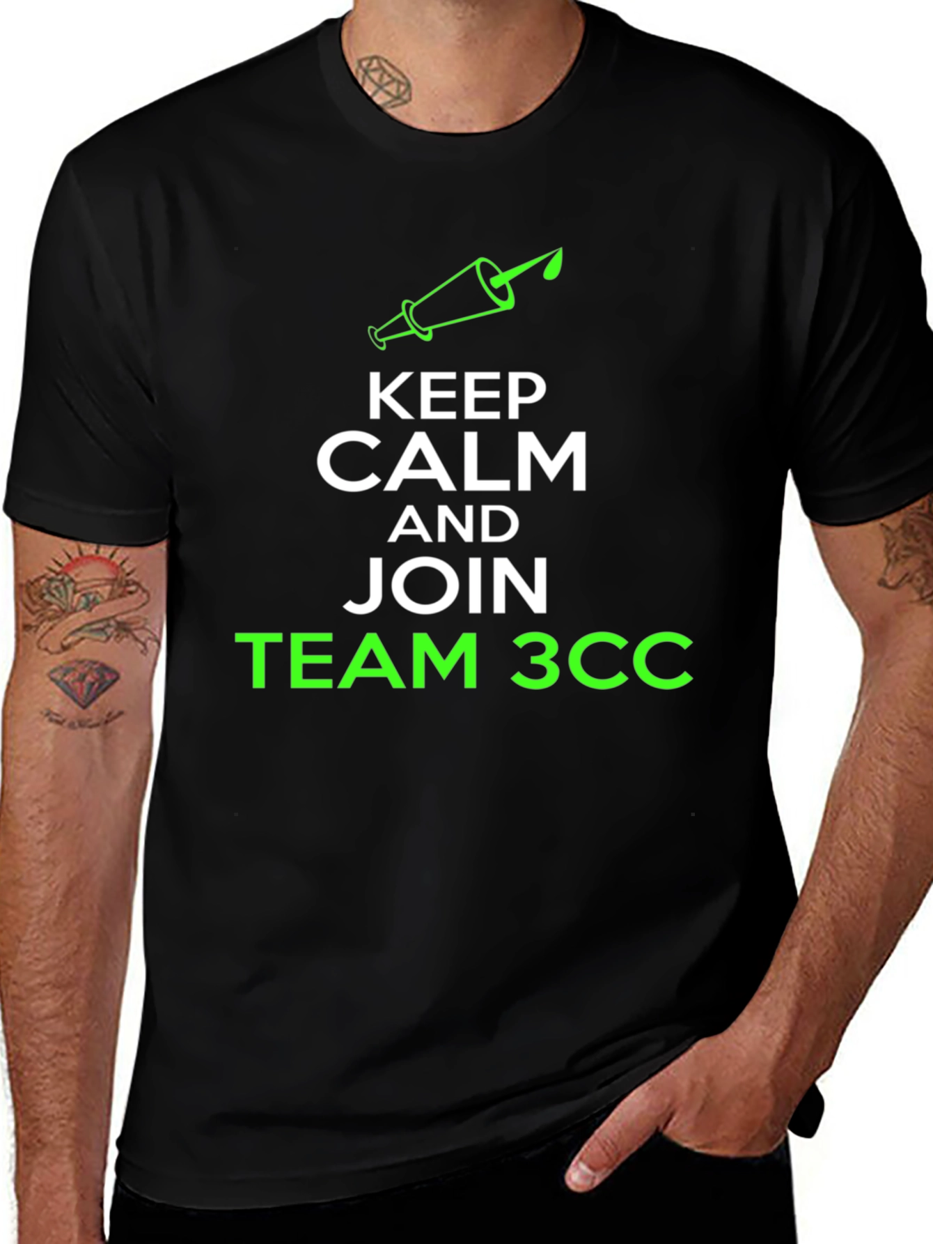 Keep Calm & Join Team 3CC Black T-Shirt