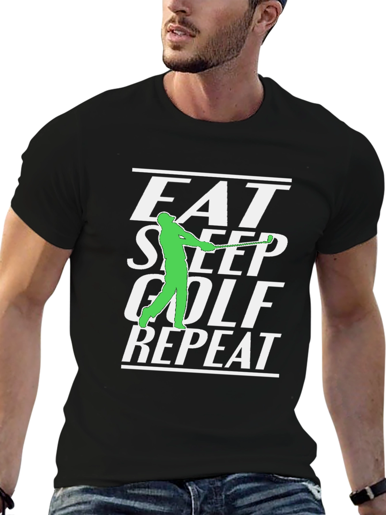 Eat Sleep Golf Repeat Graphic Tee
