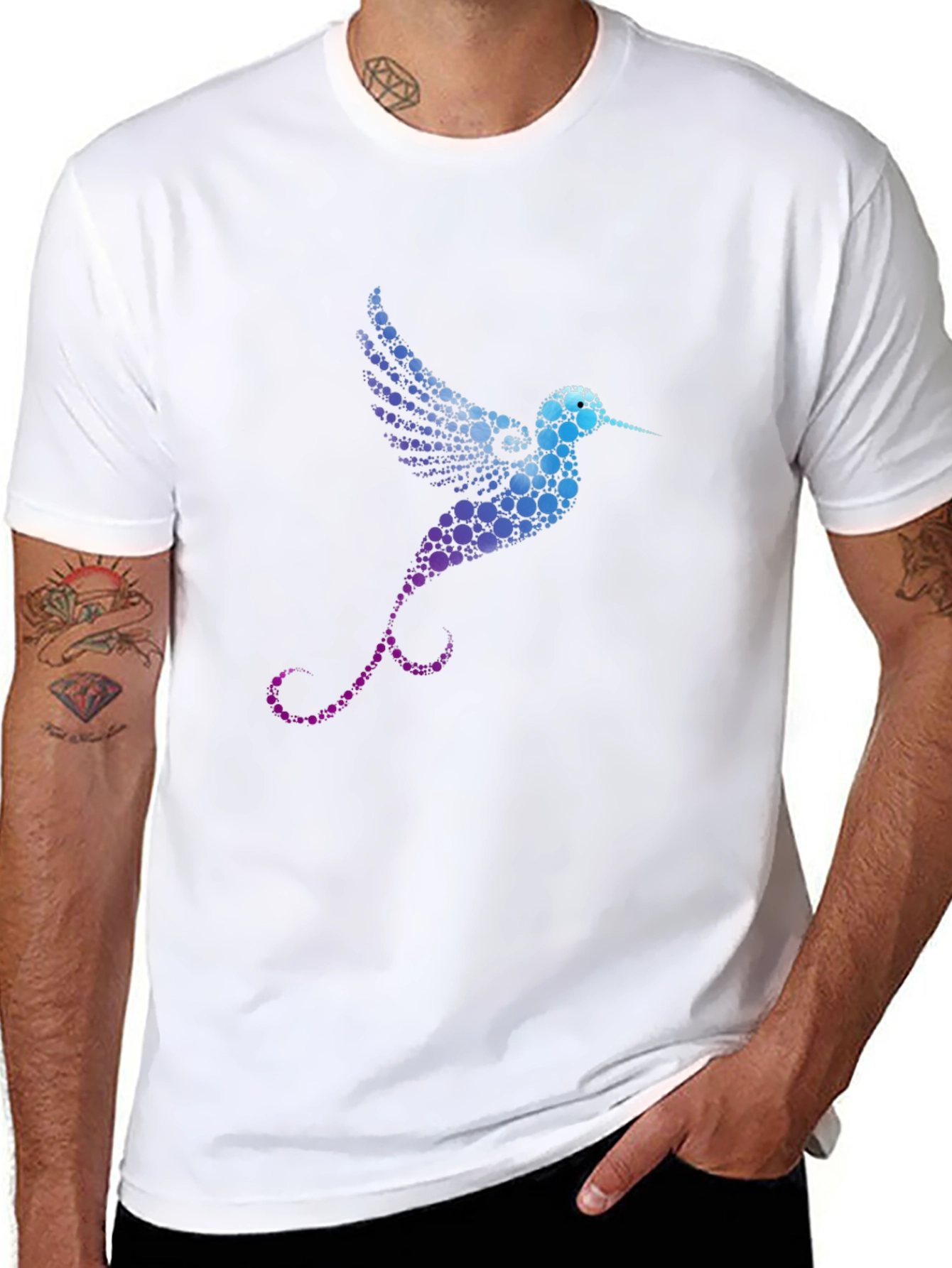 Hummingbird Graphic Print Black T-Shirt