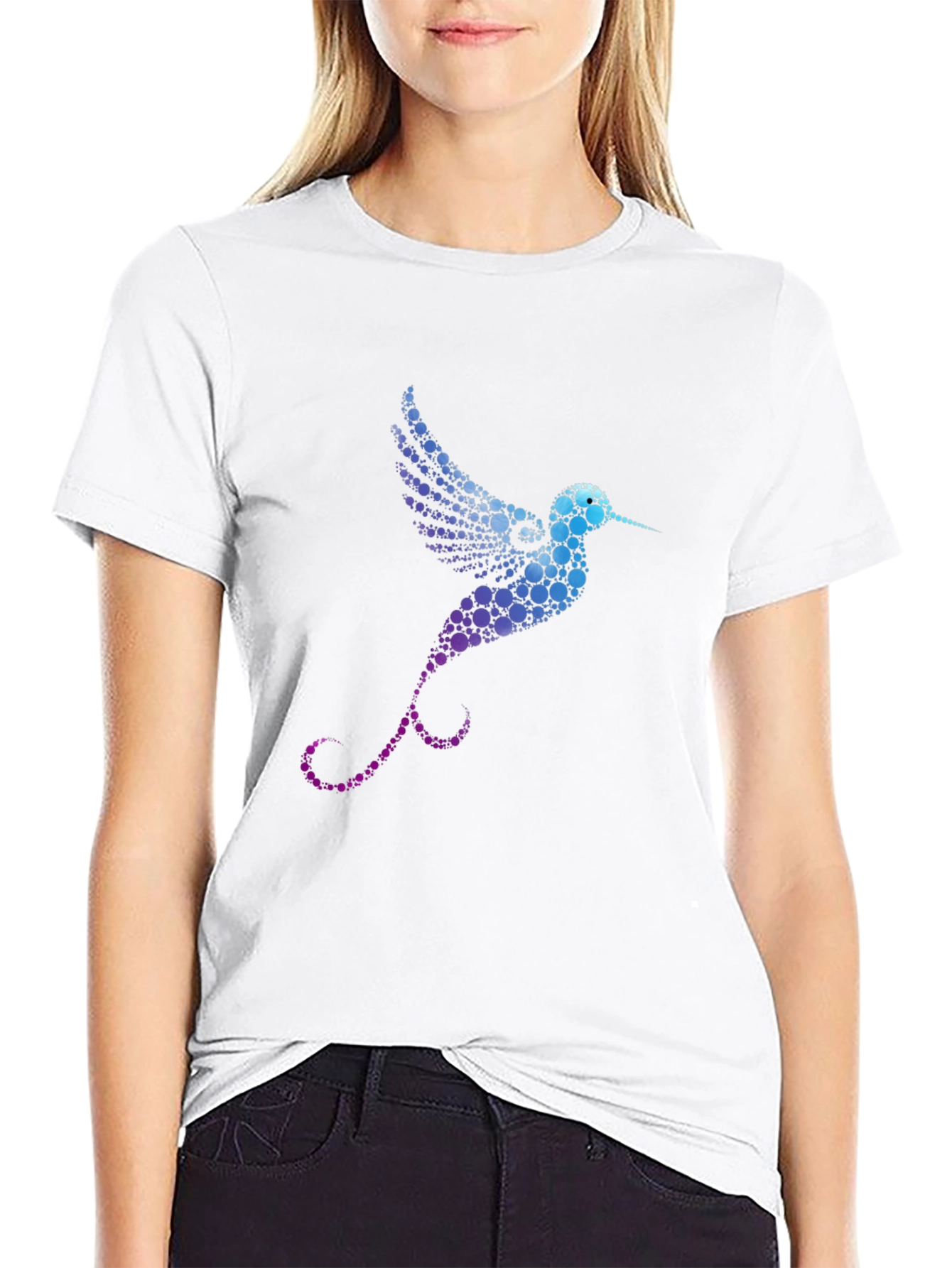 Hummingbird Graphic Print Black T-Shirt