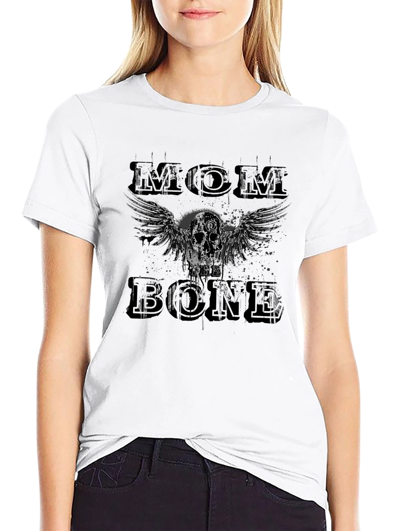 Mom to the Bone Skull Winged Graphic Tee
