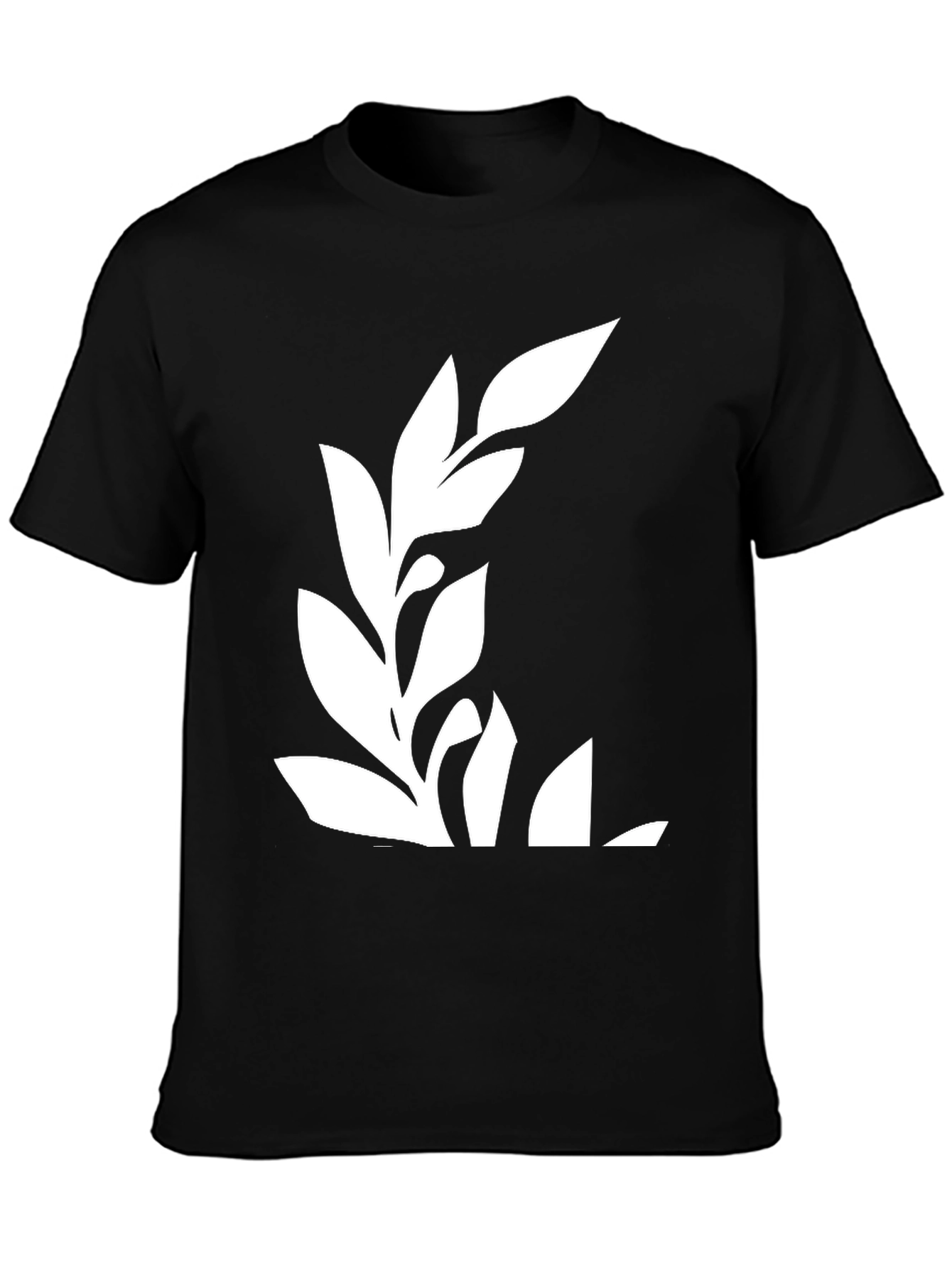 Black T-Shirt with Stylish Leaf Design