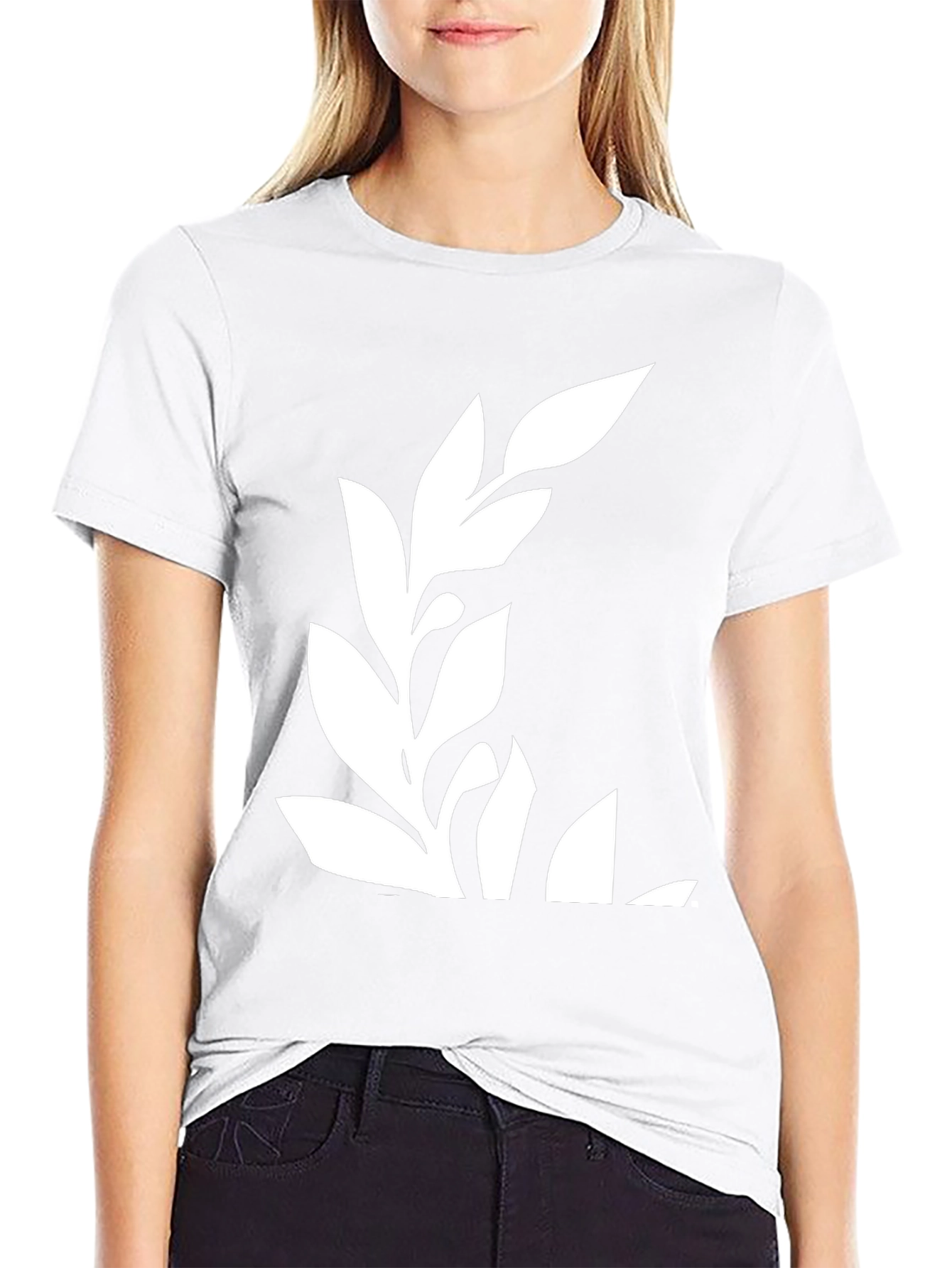 Black T-Shirt with Stylish Leaf Design