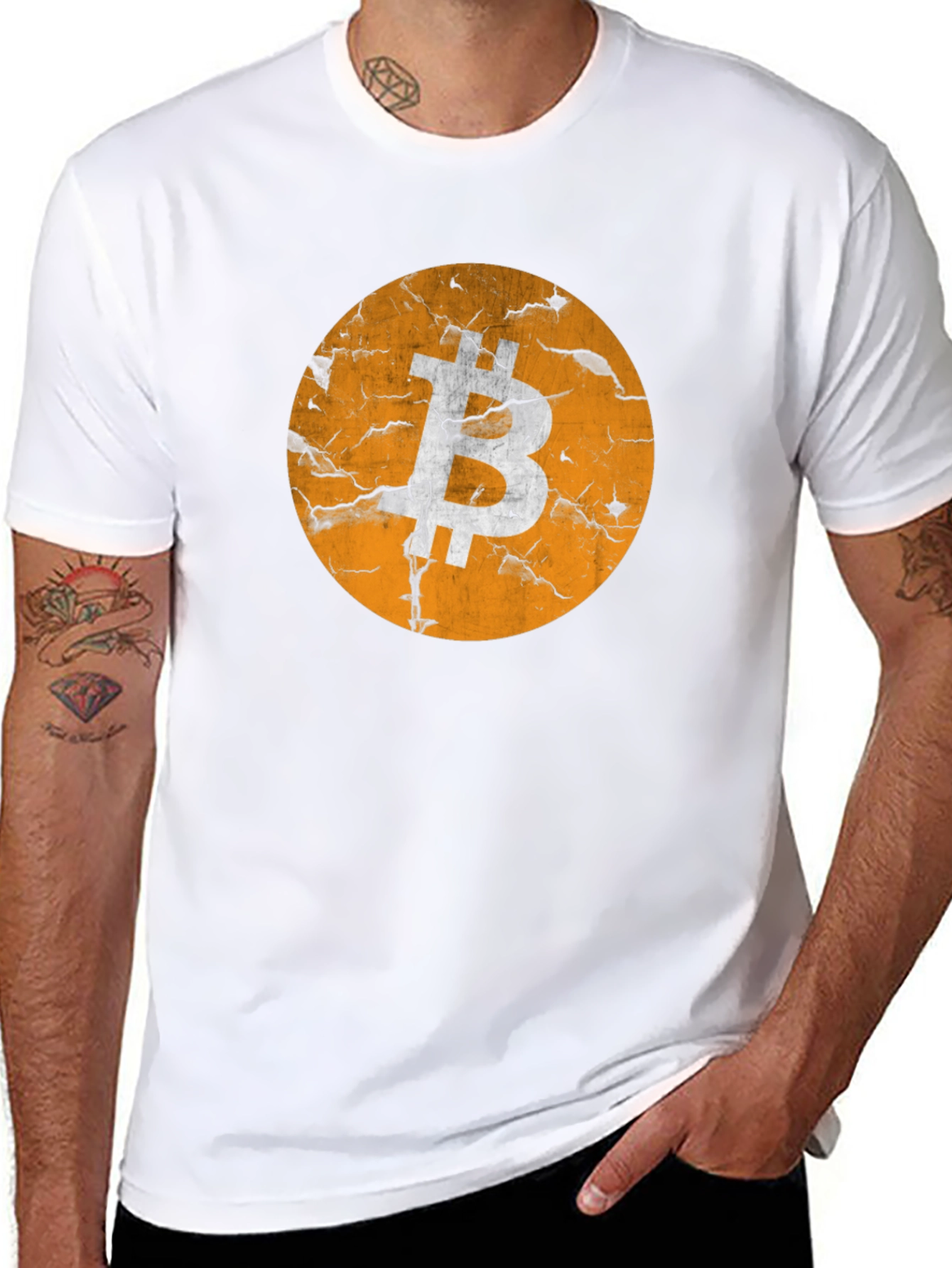 Bitcoin Distressed Logo Graphic T-Shirt