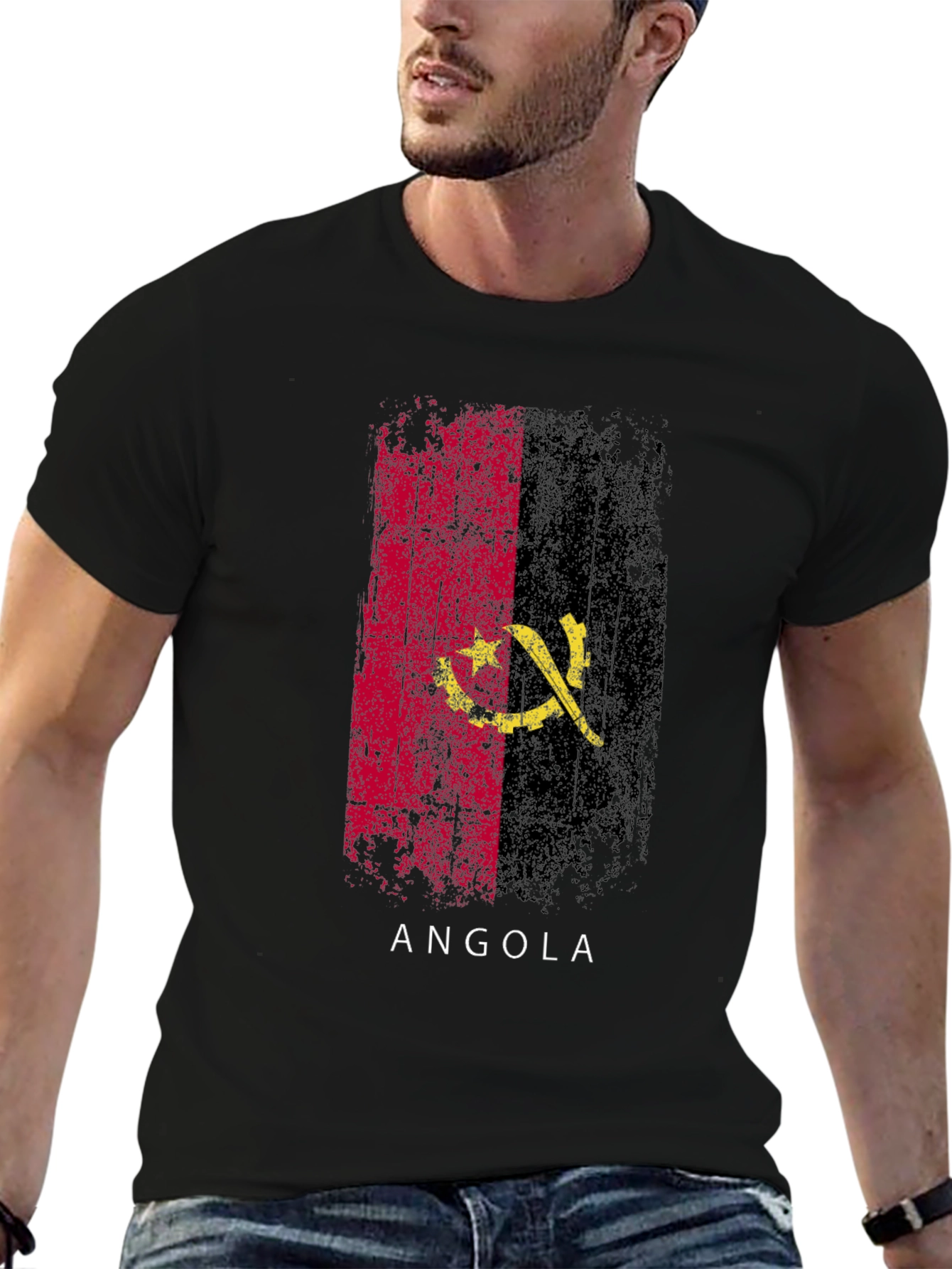 Angola Flag T-Shirt - Black Pride Tee