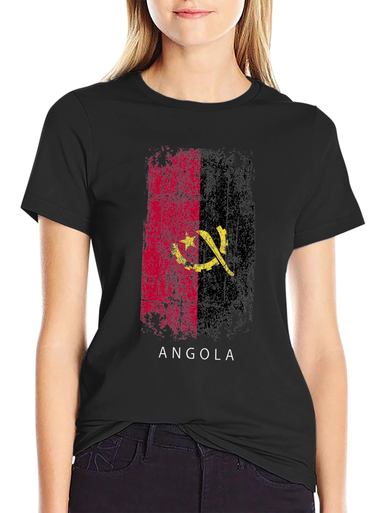 Angola Flag T-Shirt - Black Pride Tee