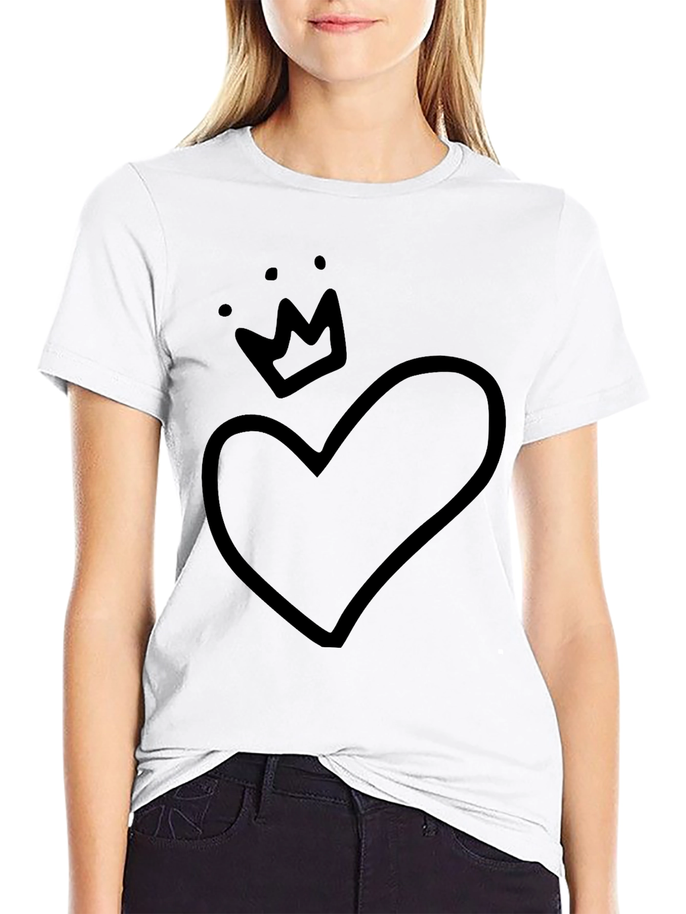 Heart Crown Graphic Tee - Black
