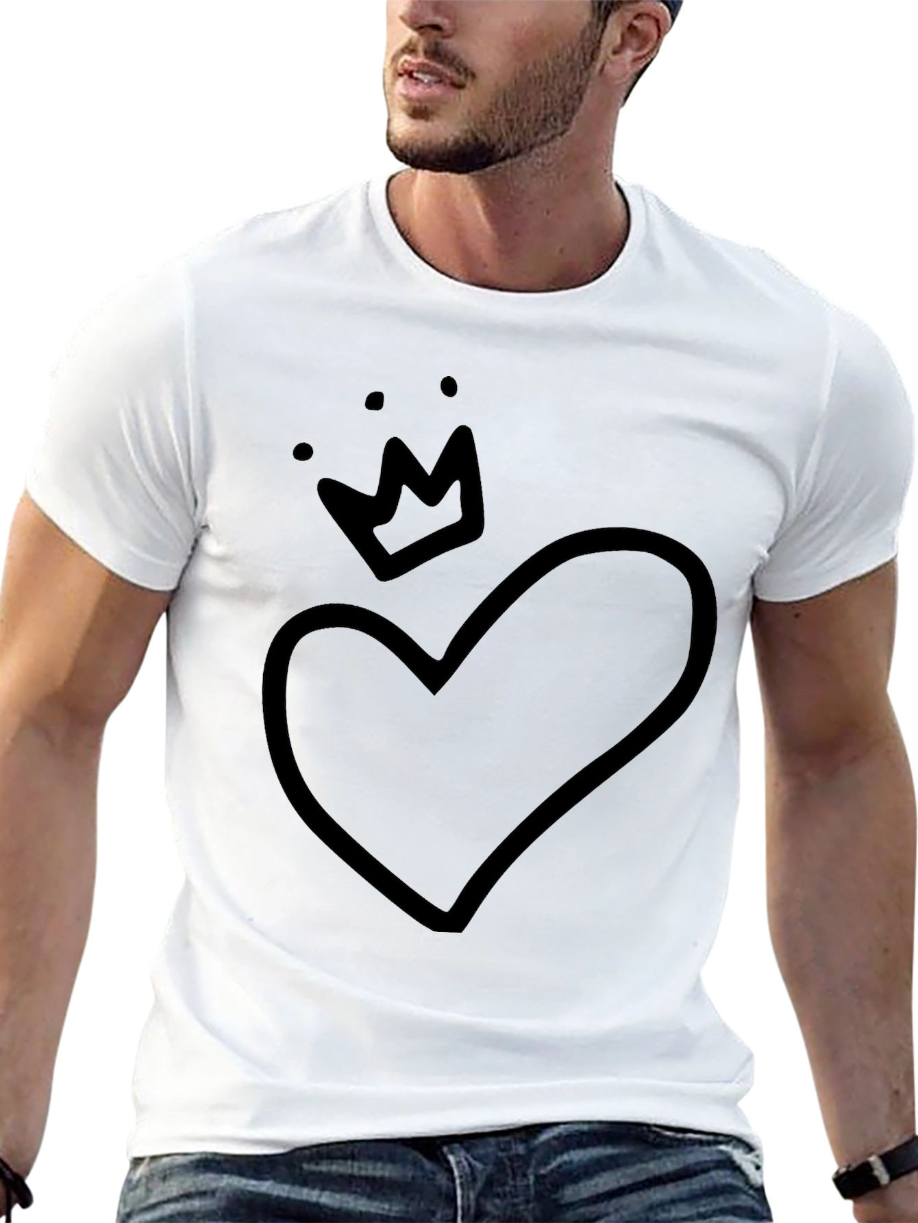 Heart Crown Graphic Tee - Black