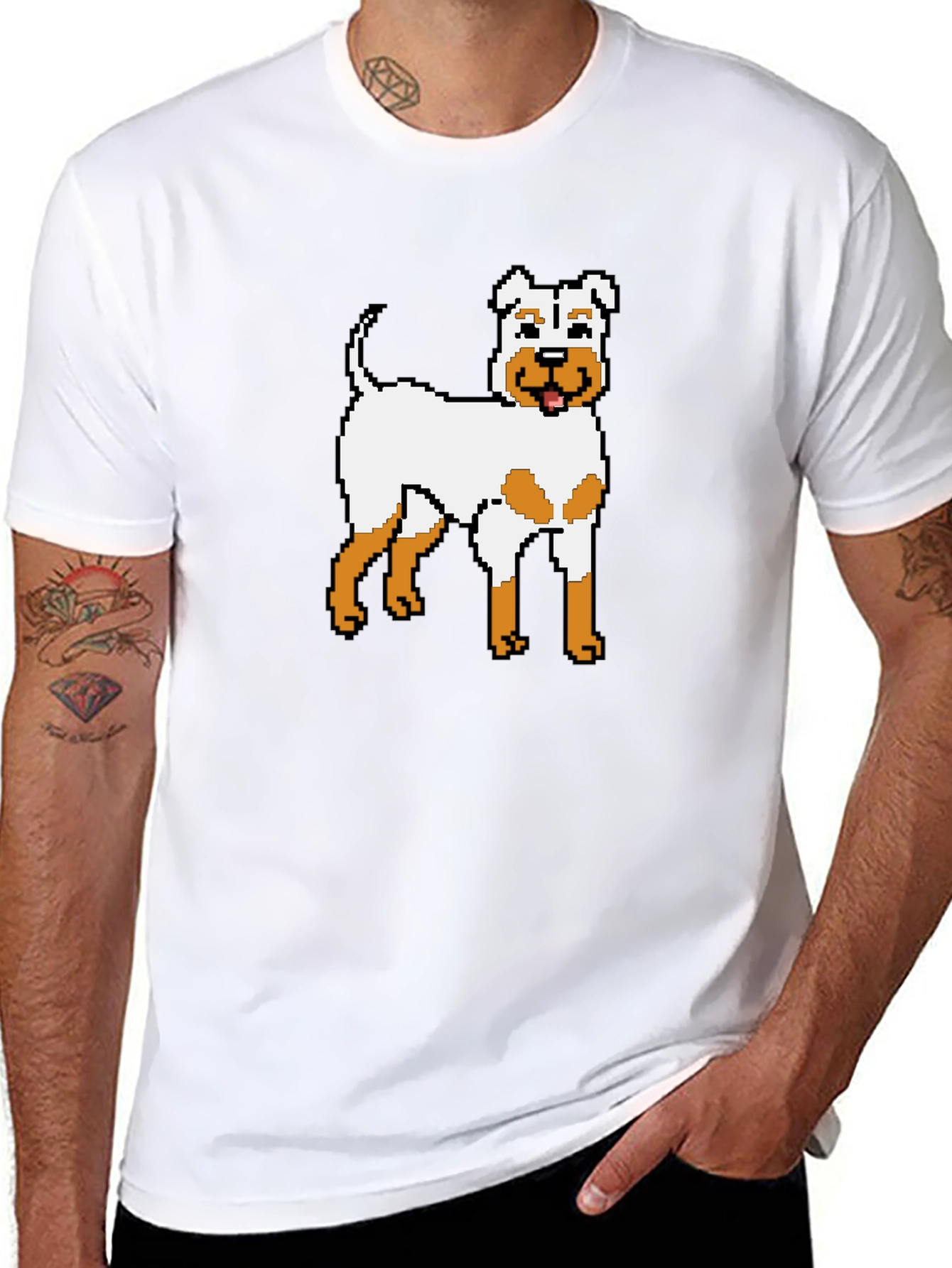 Pixel Dog Graphic T-Shirt - Unique Canine Design