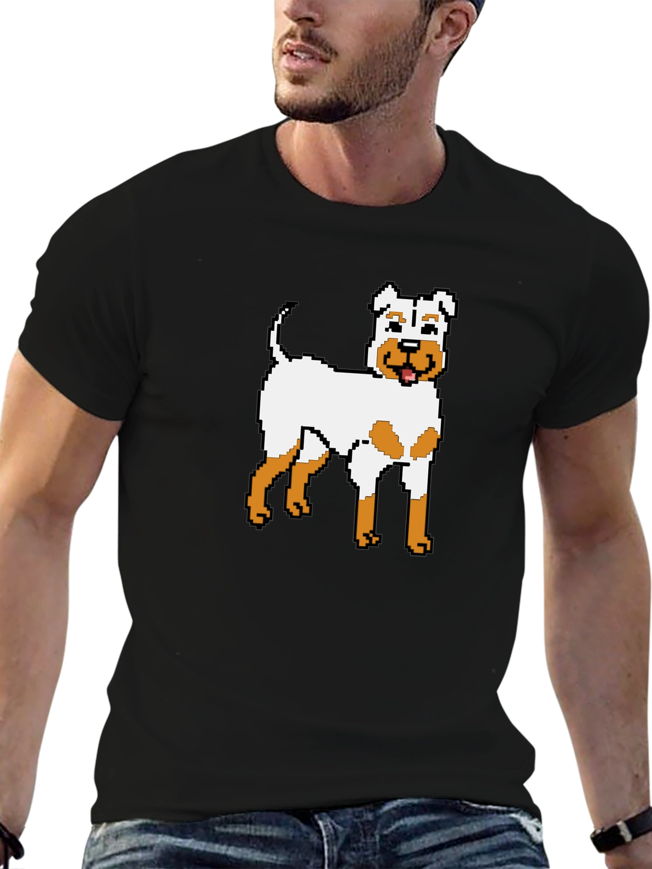 Pixel Dog Graphic T-Shirt - Unique Canine Design